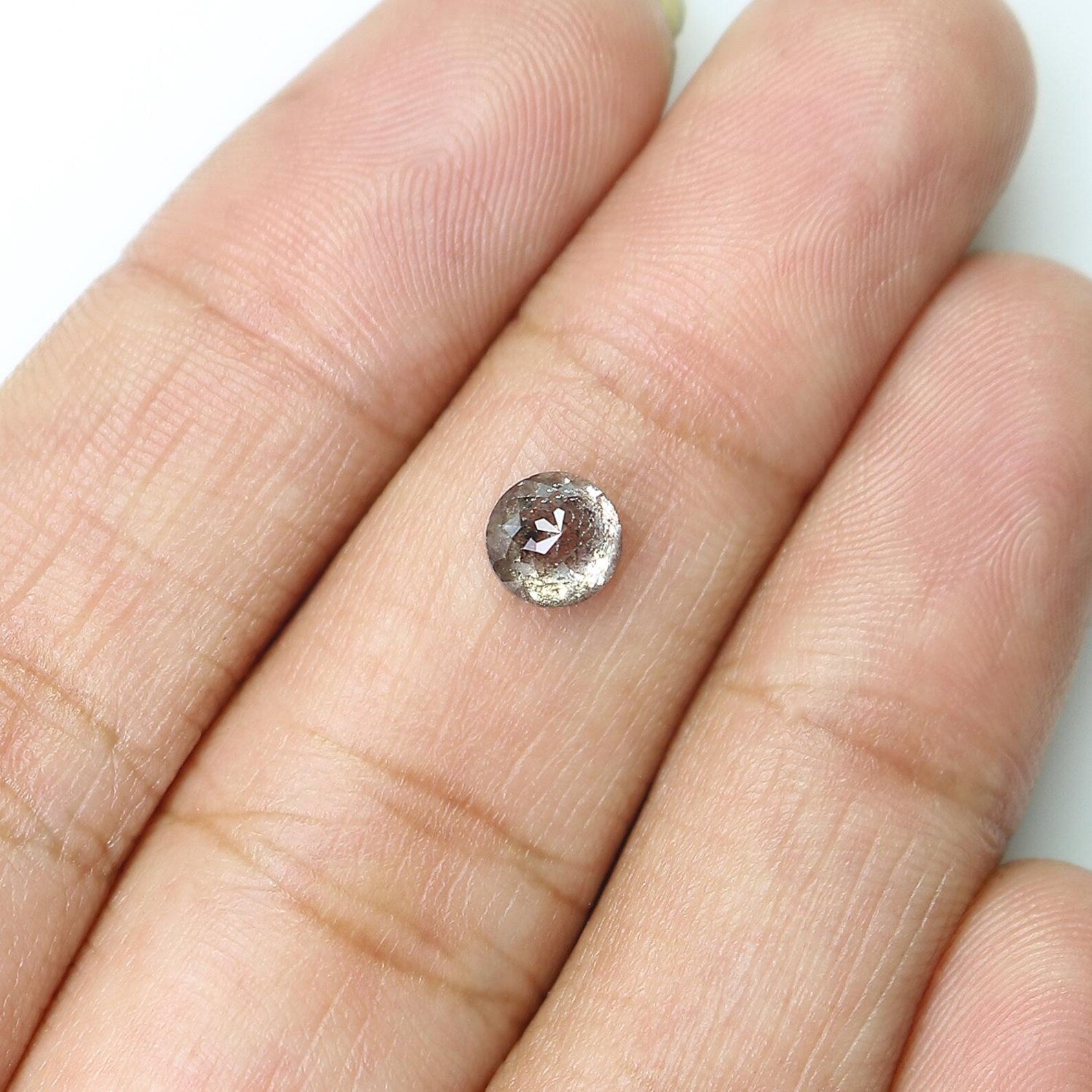 0.85 Ct Natural Loose Round Shape Diamond Salt And Pepper Round Cut Diamond 5.30 MM Natural Black Gray Color Round Rose Cut Diamond NQ9686