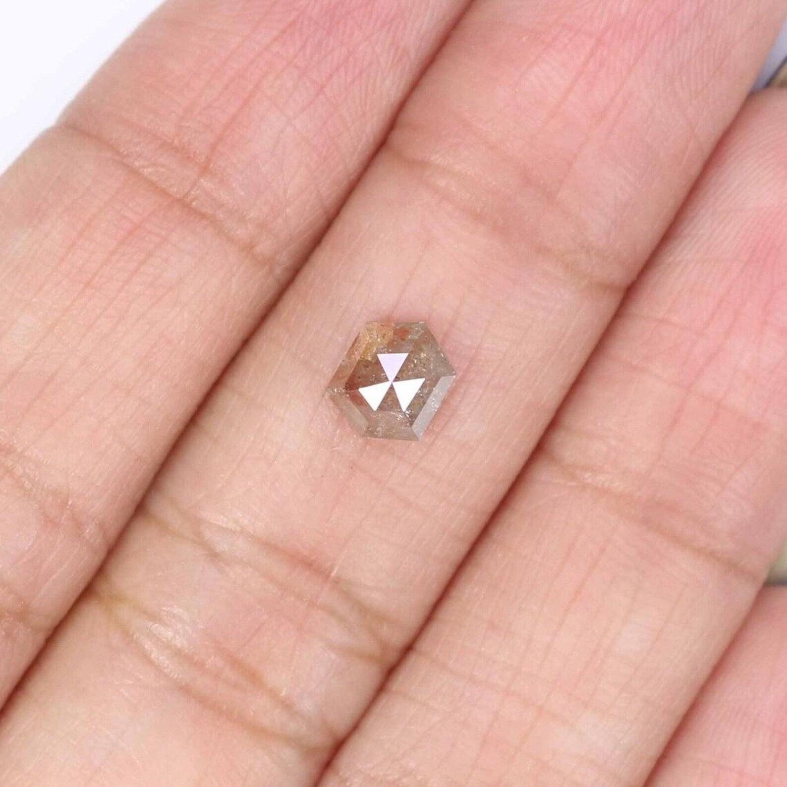 0.78 CT Natural Loose Hexagon Shape Diamond Grey Color Hexagon Cut Diamond 6.10 MM Natural Loose Brown Color Hexagon Rose Cut Diamond NQ8273