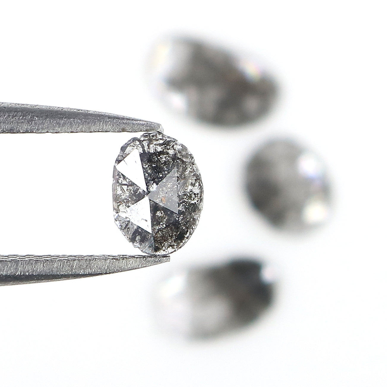 0.97 Ct Natural Loose Slice Cut Diamond Salt And Pepper Uncut Diamond 7.45 MM Natural Diamond Black Grey Color Irregular Cut Diamond LQ3089