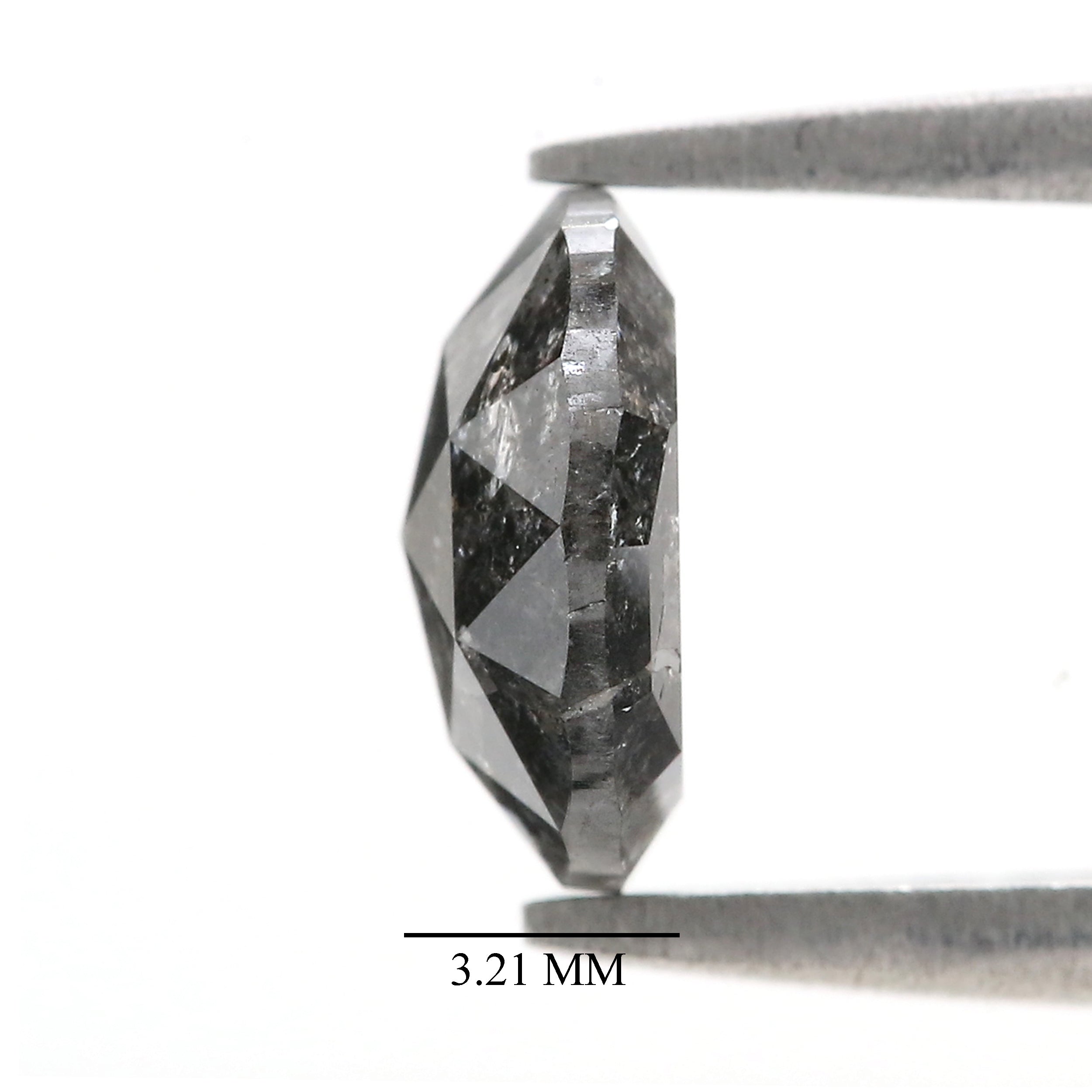 Natural Round Salt and Pepper Diamond 1.80 CT Loose Rose Cut Black Gray Stone 8.20 MM Rustic Diamond For Custom Engagement Ring L3681