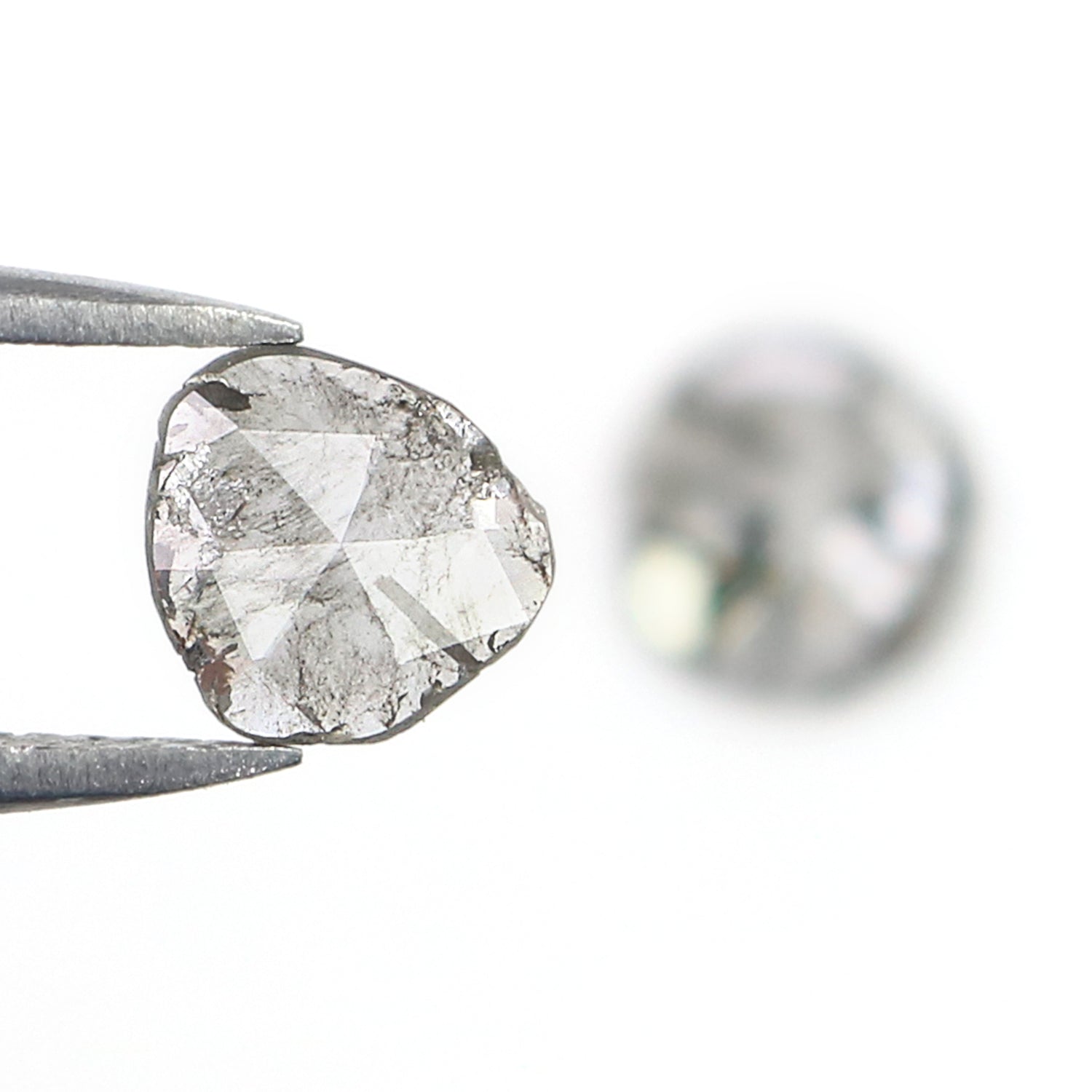 0.67 CT Natural Loose Slice Shape Diamond Salt And Pepper Slice Uncut Diamond 6.50 MM Natural Black Grey Diamond Irregular Cut Diamond L3564