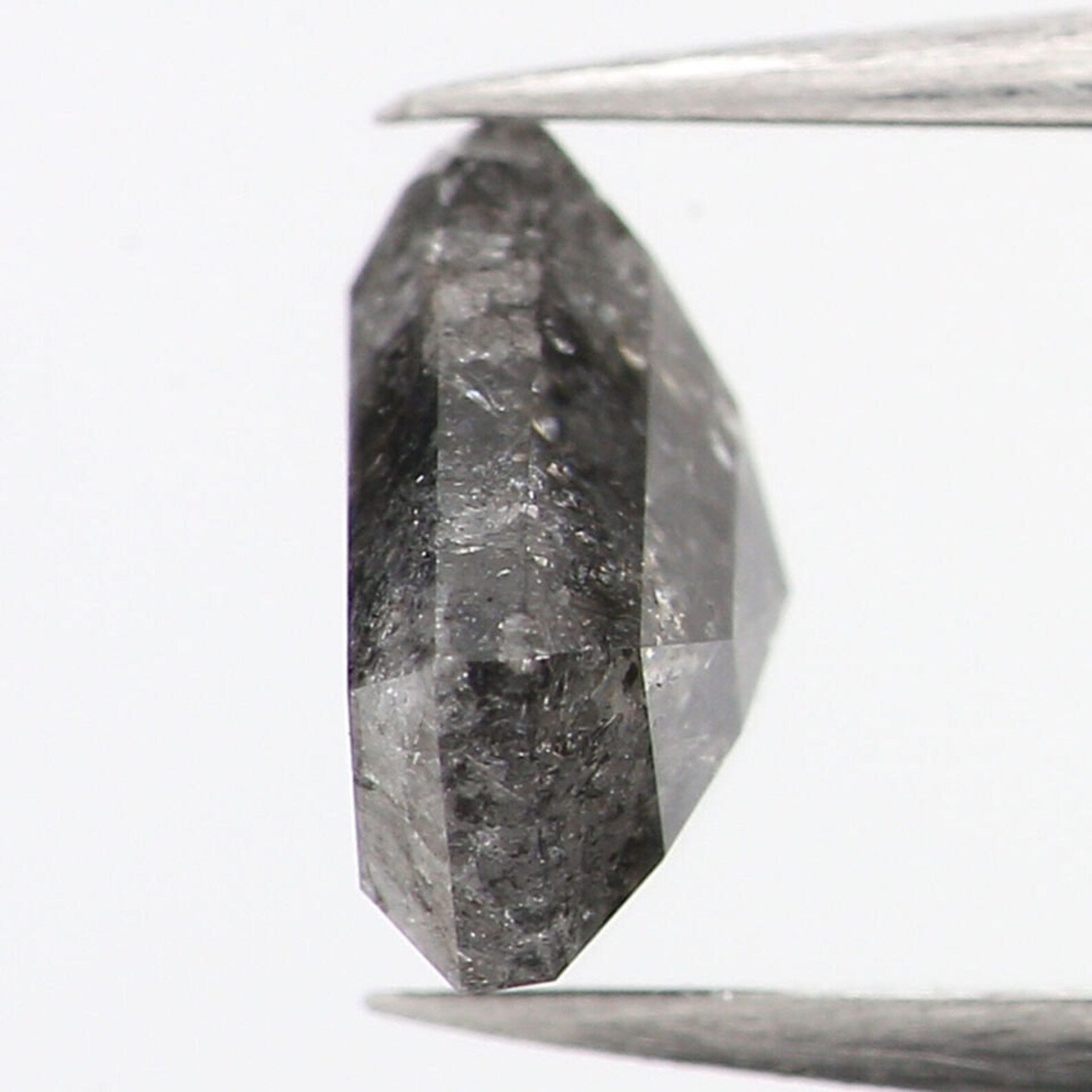 0.89 Ct Natural Loose Shield Shape Diamond Salt And Pepper Shield Diamond 5.80 MM Natural Black Grey Color Shield Rose Cut Diamond QN1226