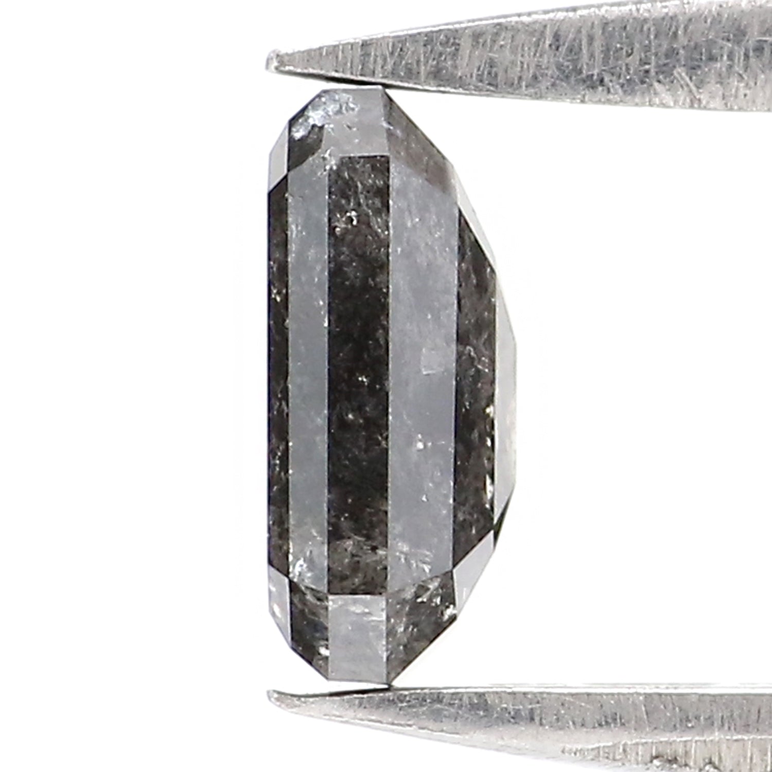0.78 CT Natural Loose Emerald Shape Diamond Salt And Pepper Emerald Shape Diamond 6.05 MM Black Grey Color Emerald Rose Cut Diamond KQ2703