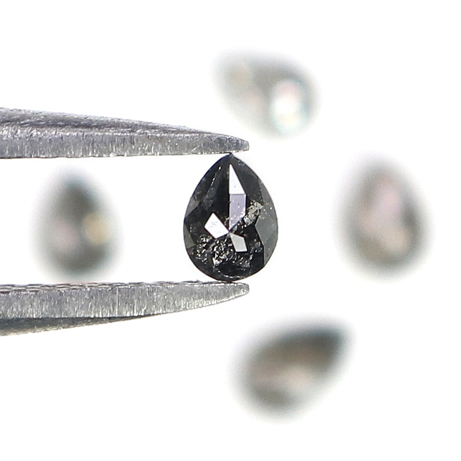 0.56 CT Natural Loose Pear Shape Diamond Salt And Pepper Pear Diamond 4.20 MM Natural Loose Black Grey Color Pear Rose Cut Diamond KQ2665