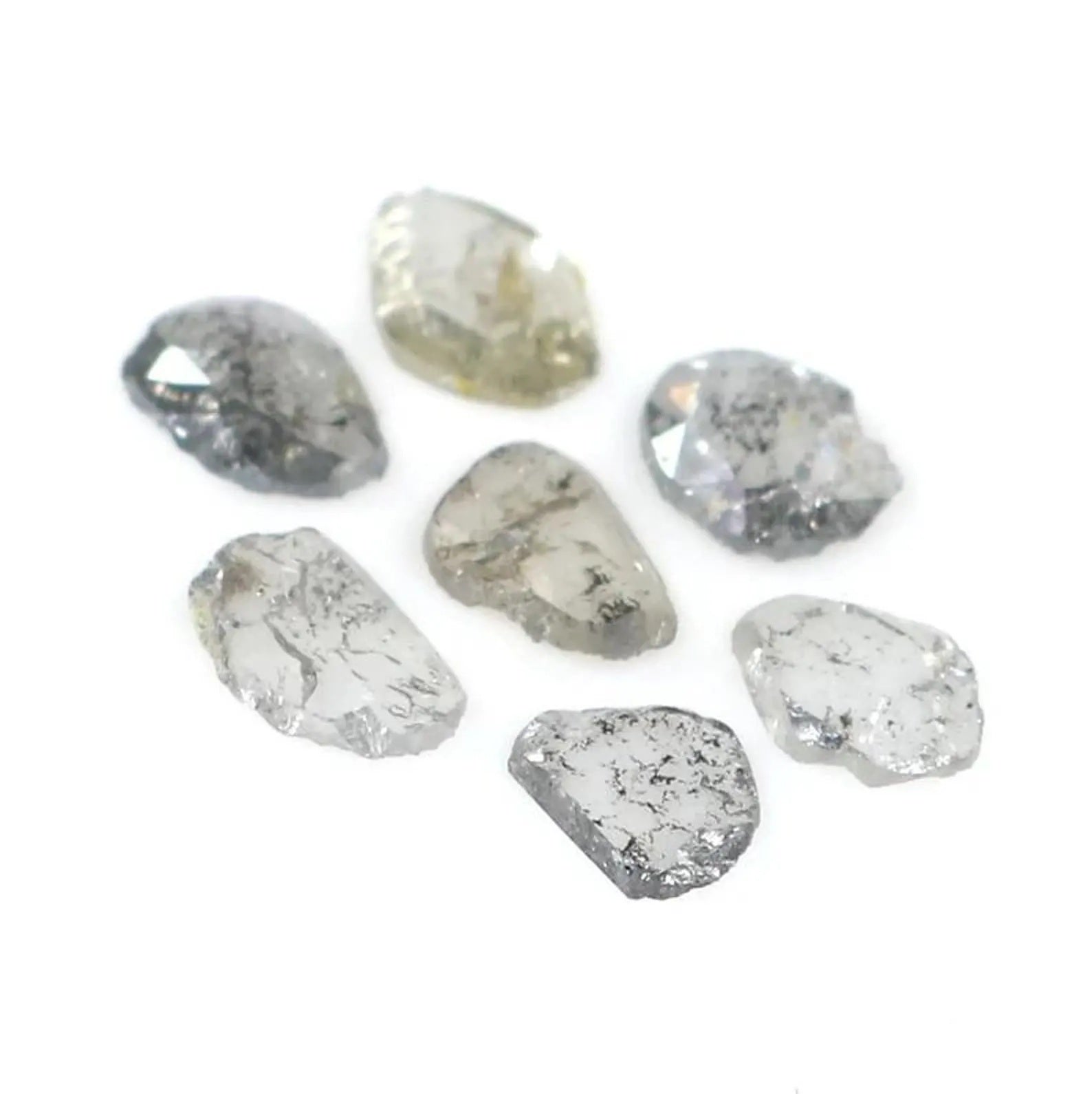 0.74 CT Natural Loose Slice Shape Diamond Salt And Pepper Slice Diamond 4.10 MM Natural Loose Black Grey Color Slice Rose Cut Diamond NQ2138