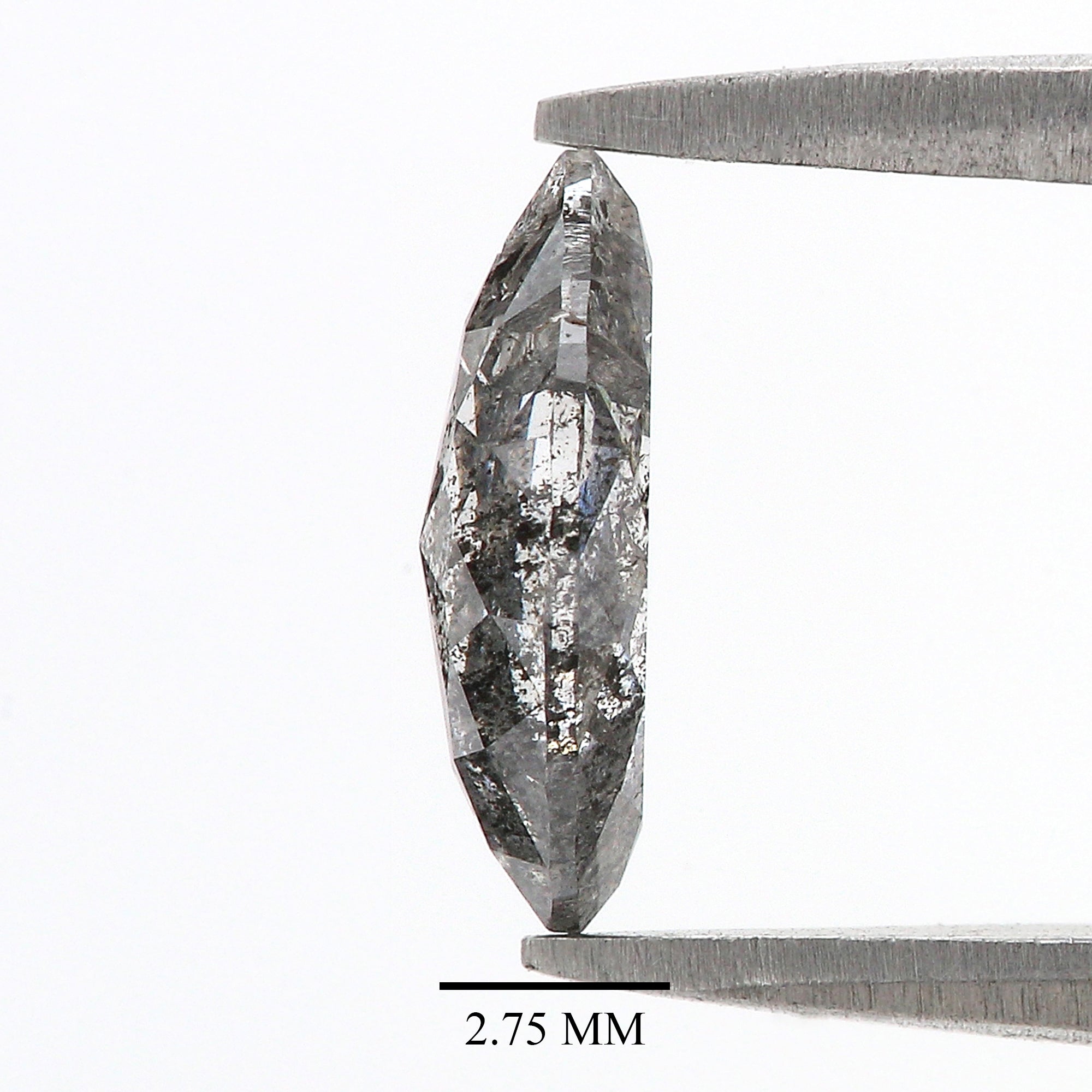 Natural Marquise Salt And Pepper Diamond 1.01 CT Loose Rose Cut Black Grey Stone 9.43 MM Rustic Diamond For Custom Engagement Ring L3686