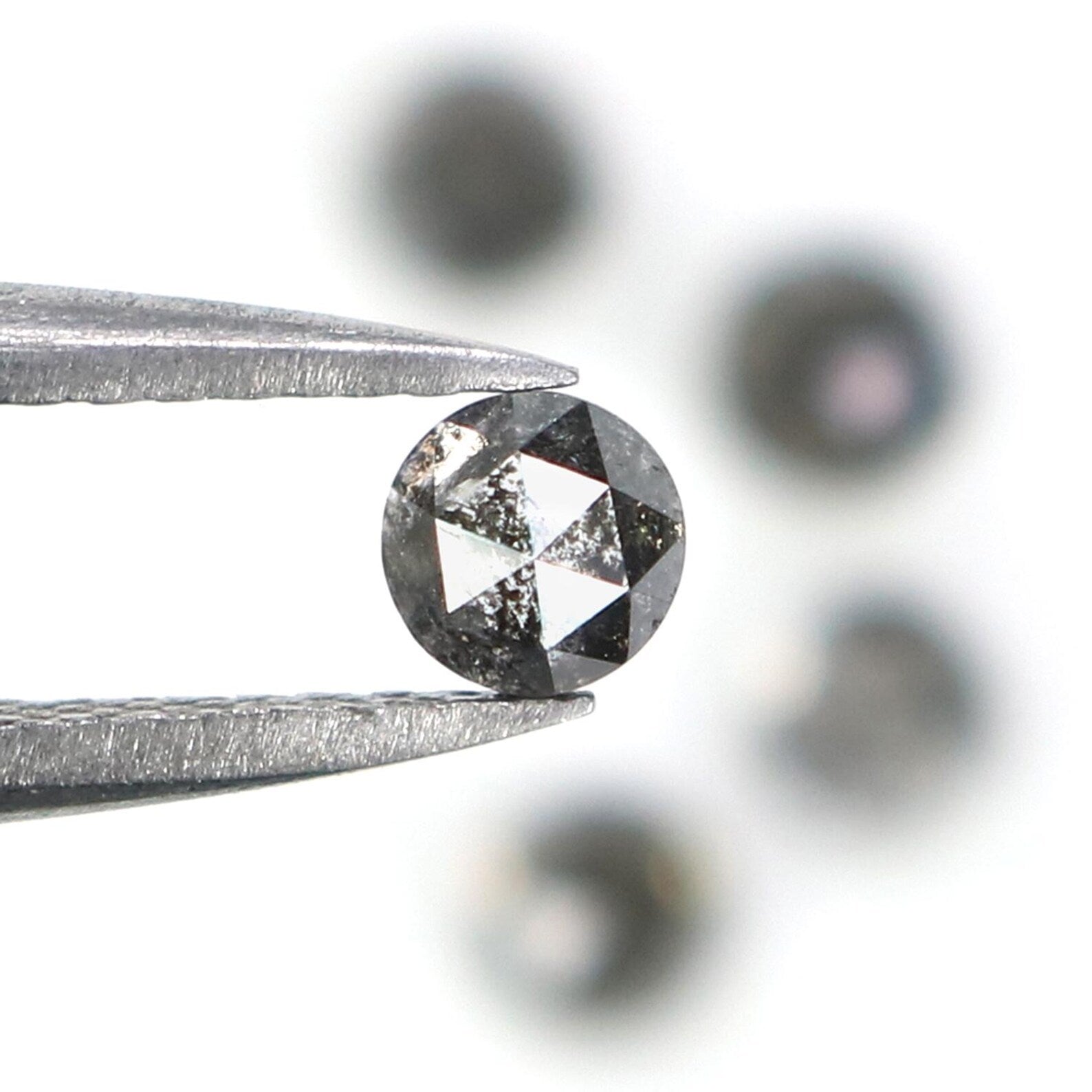 1.14 Ct Natural Loose Round Rose Cut Diamond Salt And Pepper Round Diamond 3.30 MM Natural Black Grey Color Round Rose Cut Diamond NQ2314