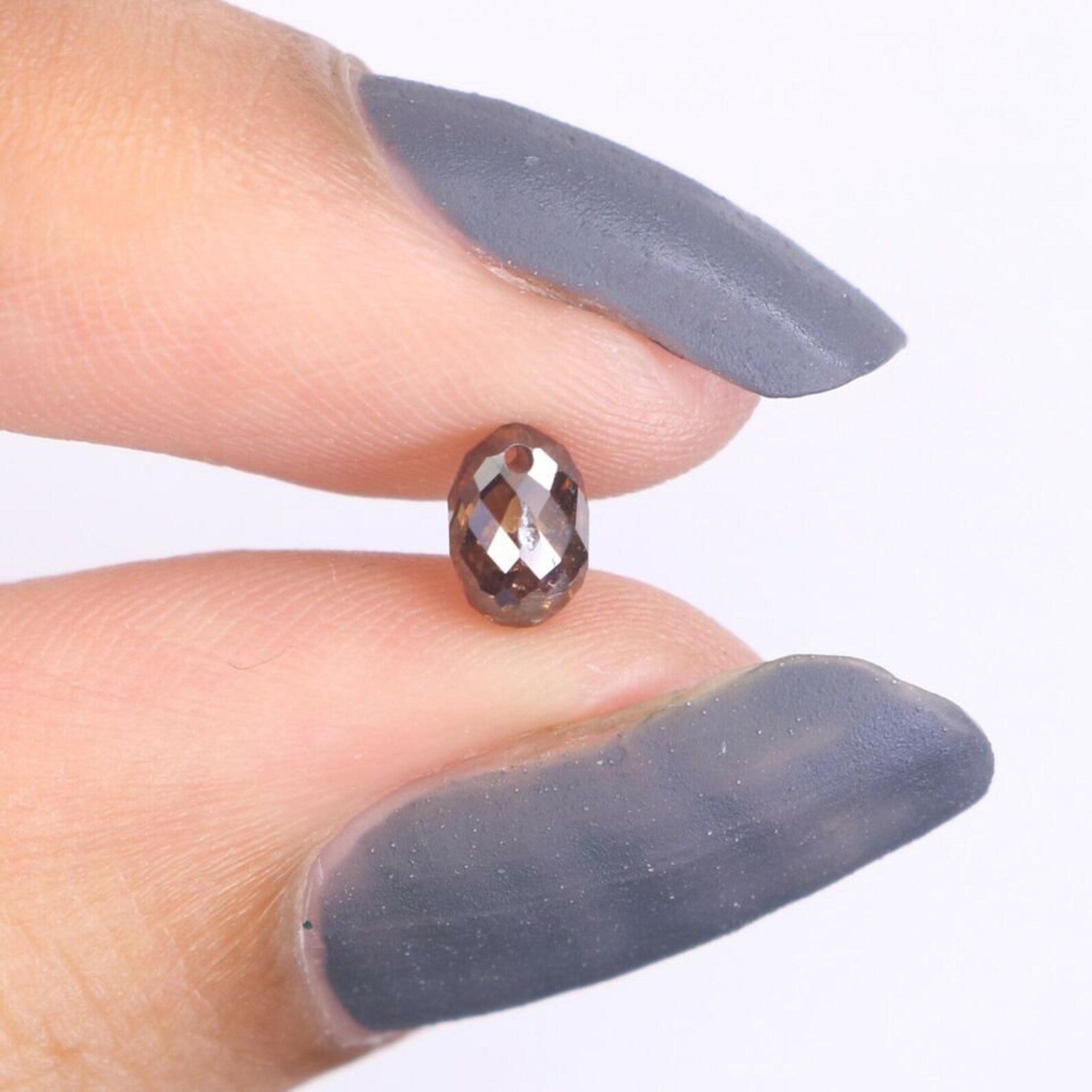0.52 Ct Natural Loose Drop Shape Diamond Black Brown Color Drop Cut Diamond 5.20 MM Natural Loose Diamond Briolette Rose Cut Diamond NQ408