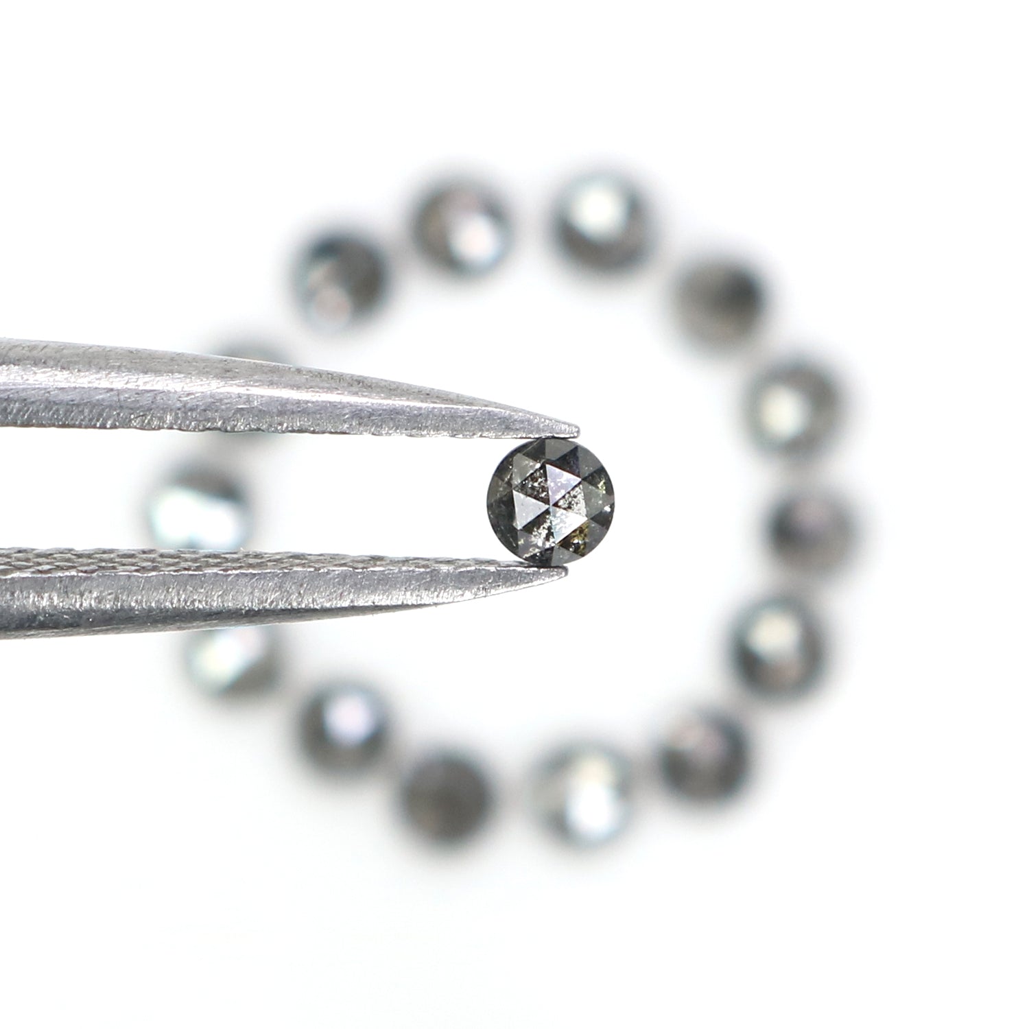 1.03 Ct Natural Loose Round Cut Diamond Salt And Pepper Diamond 2.45 MM Natural Loose Diamond Black Grey Color Round Rose Cut Diamond KQ2669