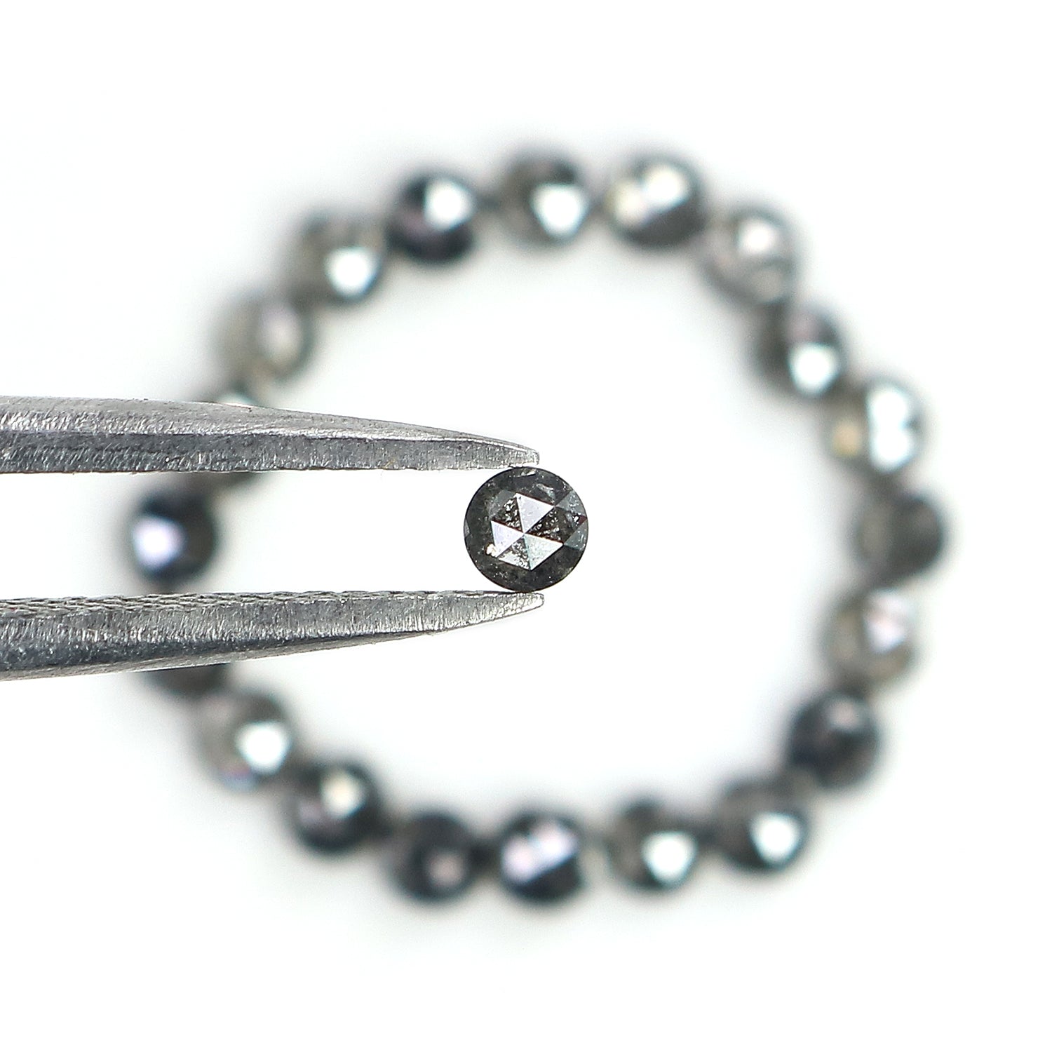 1.73 Ct Natural Loose Round Rose Cut Diamond Salt And Pepper Round Diamond 2.60 MM Natural Black Grey Color Round Rose Cut Diamond LQ1819