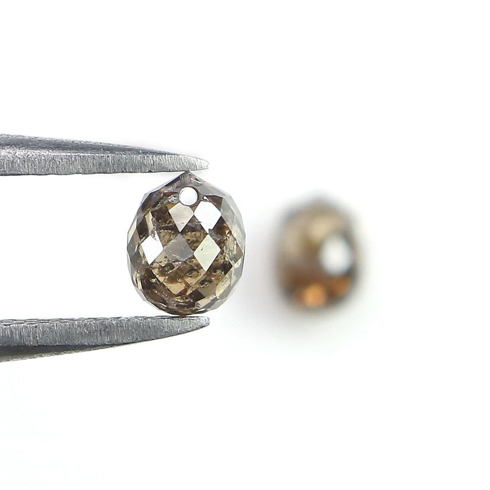 1.31 CT Natural Loose Drop Shape Pair Diamond Brown Color briolette Diamond 4.75 MM Natural Diamond Brown Color Drop Rose Cut Diamond NQ856