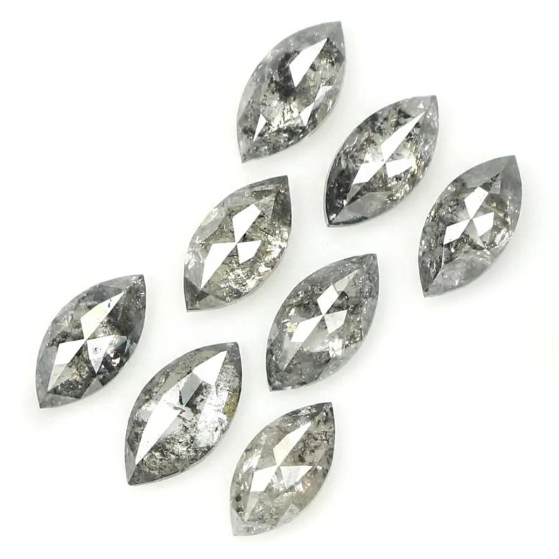 0.69 CT Natural Loose Marquise Shape Diamond Salt And Pepper Marquise Cut Diamond 4.10 MM Black Grey Color Marquise Rose Cut Diamond QN1600