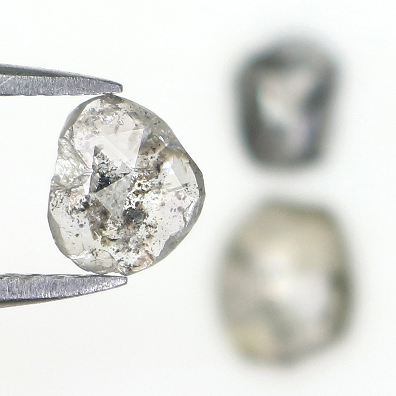 1.40 Ct Natural Loose Slice Shape Diamond Salt And Pepper Slice Cut Diamond 6.85 MM Natural Black Grey Diamond Irregular Cut Diamond L3455