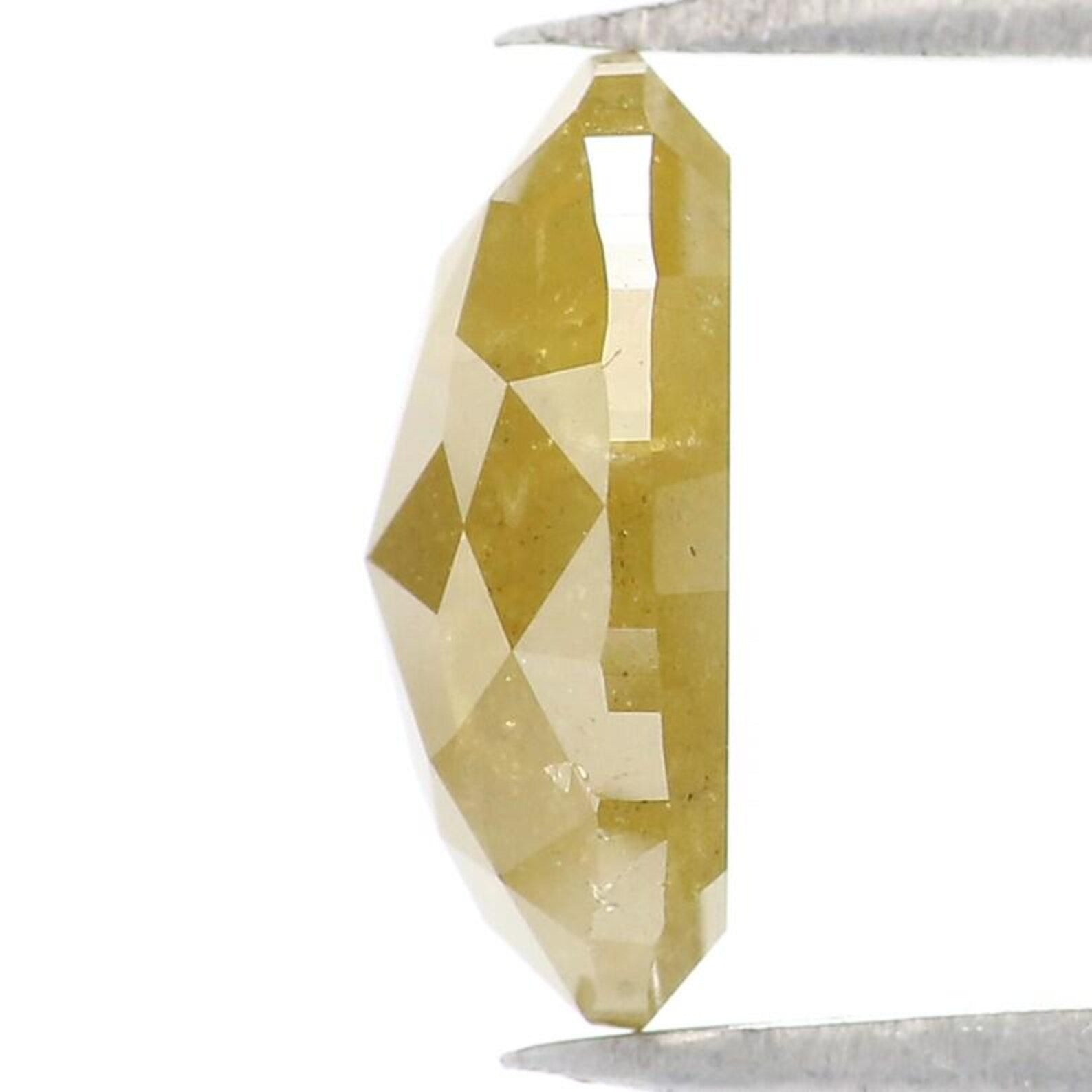 1.96 CT Natural Loose Oval Shape Diamond Green Color Oval Cut Diamond 9.70 MM Natural Loose Diamond Yellow Color Oval Rose Cut Diamond NQ682