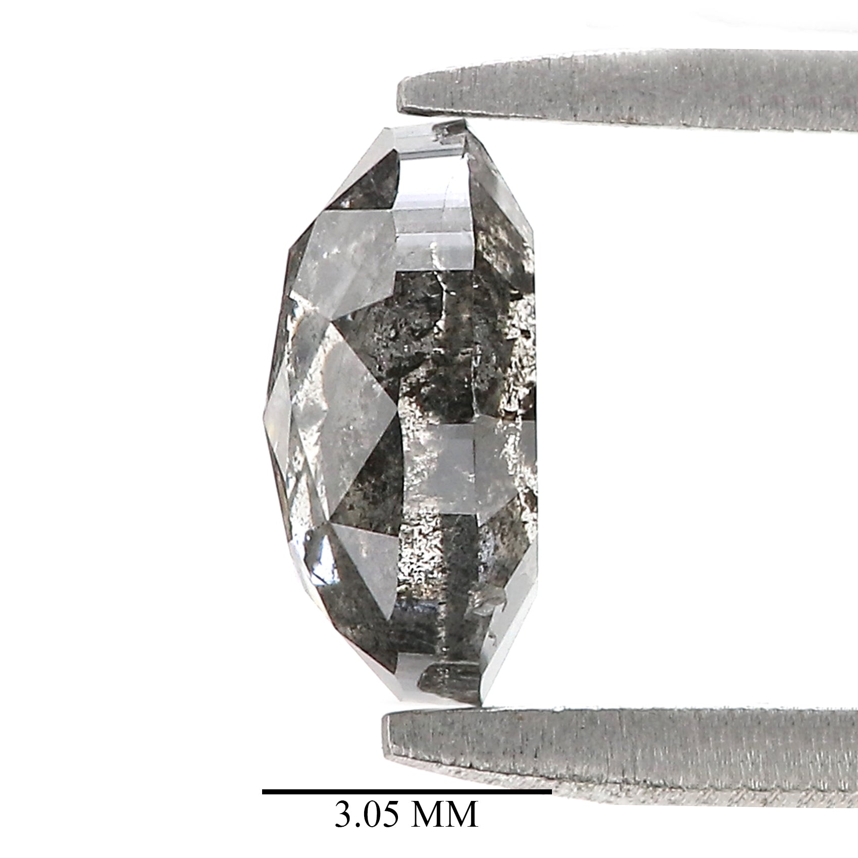 1.00 CT Natural Loose Oval Shape Diamond Salt And Pepper Oval Diamond 6.55 MM Natural Loose Black Grey Color Oval Rose Cut Diamond QL761
