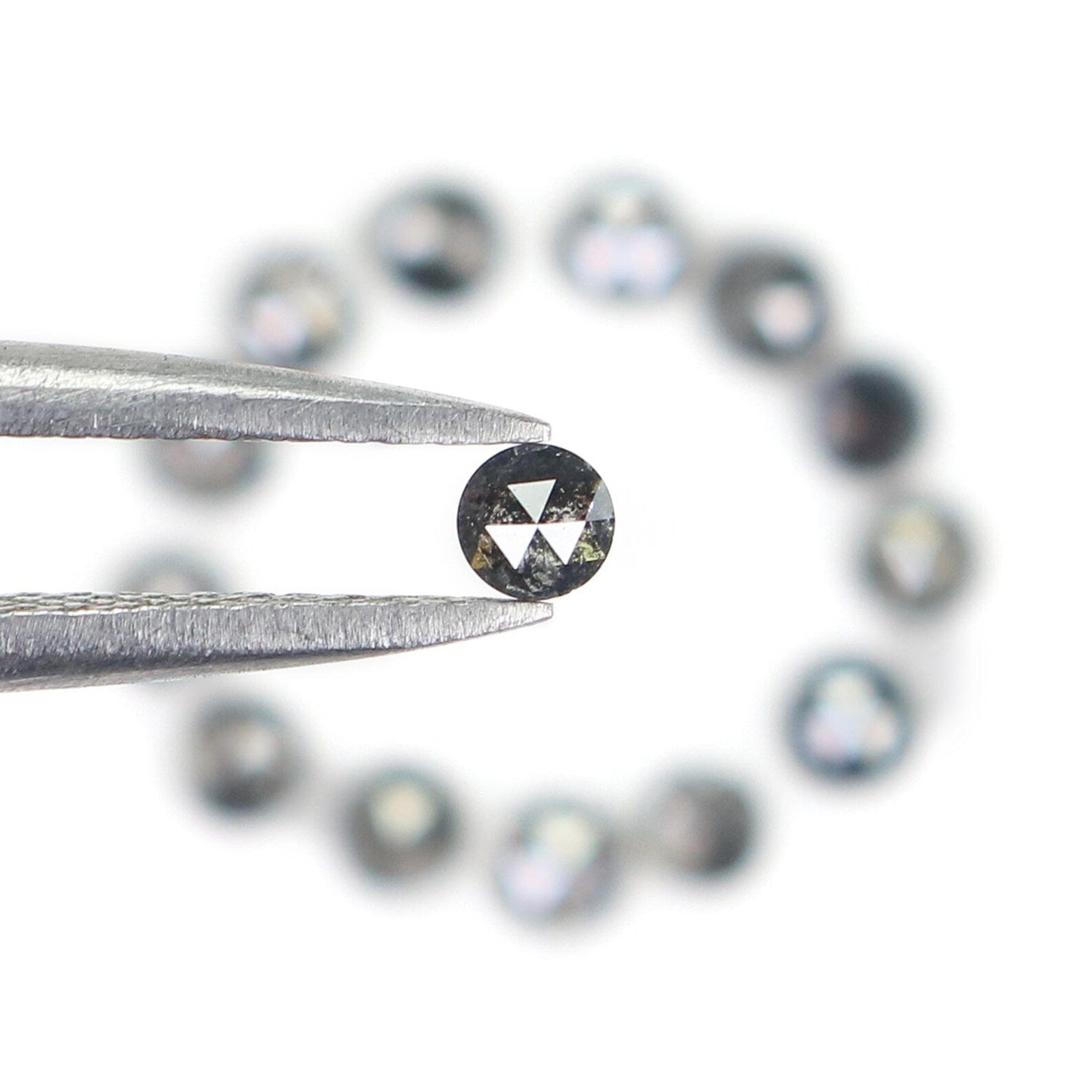 0.97 CT Natural Loose Round Cut Diamond Salt And Pepper Diamond 2.45 MM Natural Loose Diamond Black Grey Color Round Rose Cut Diamond NQ2348