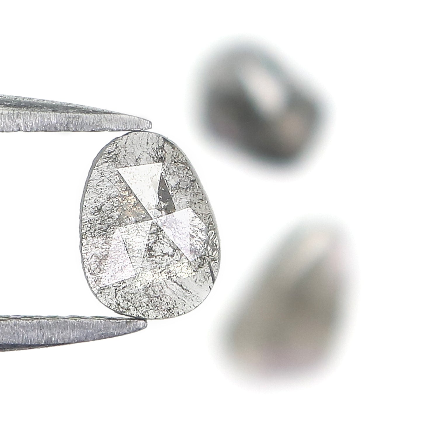 1.04 CT Natural Loose Slice Shape Diamond Salt And Pepper Slice Cut Diamond 5.70 MM Natural Black Grey Color Slice Rose Cut Diamond LQ1467
