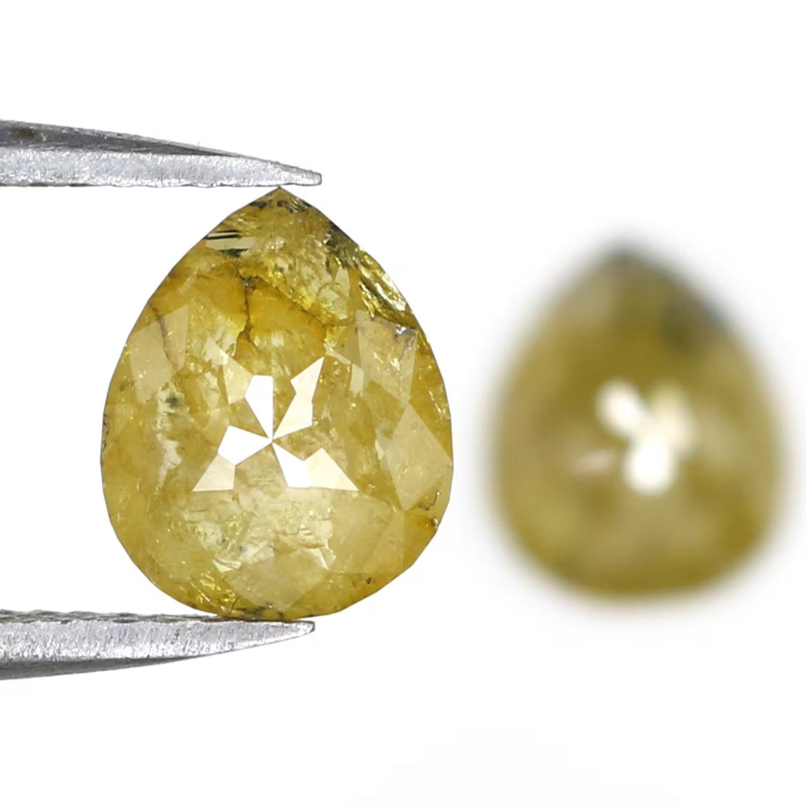 2.37 CT Natural Loose Pear Cut Pair Diamond Yellow Color Pear Shape Diamond 8.30 MM Natural Loose Diamond Pear Pair Rose Cut Diamond KDN7027