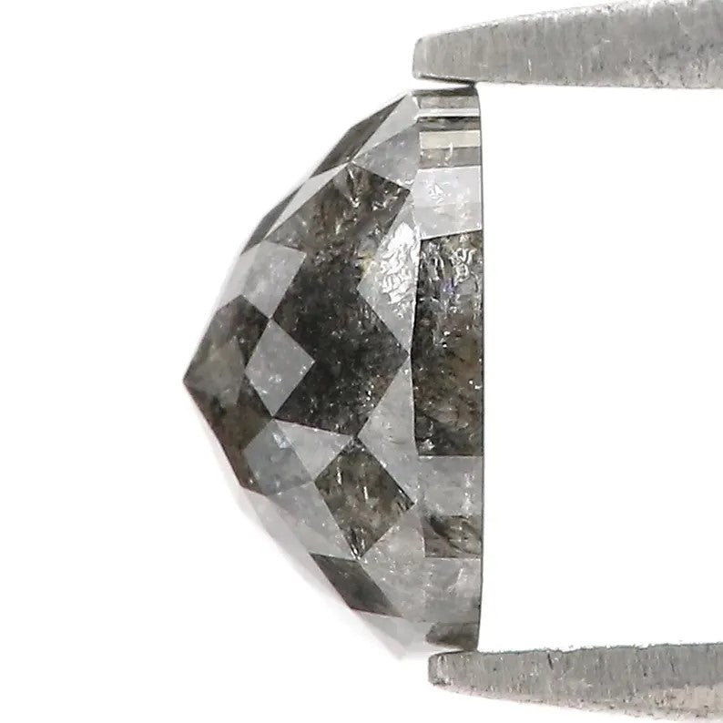 1.56 CT Natural Loose Cushion Shape Diamond Salt And Pepper Cushion Diamond 7.10 MM Natural Black Gray Color Cushion Rose Cut Diamond NQ9401