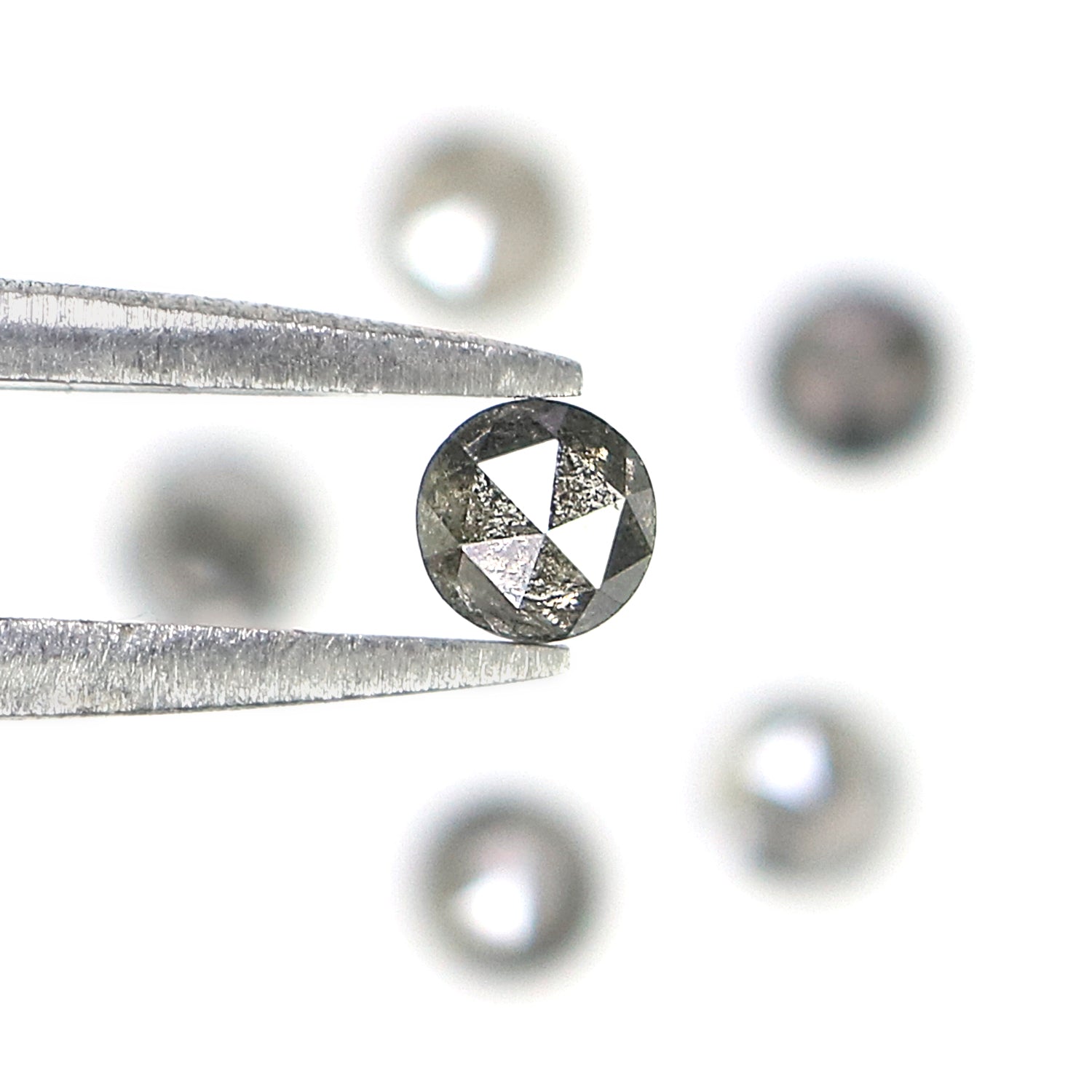 1.28 Ct Natural Loose Round Rose Cut Diamond Salt And Pepper Round Diamond 3.50 MM Natural Black Grey Color Round Rose Cut Diamond KQ2395