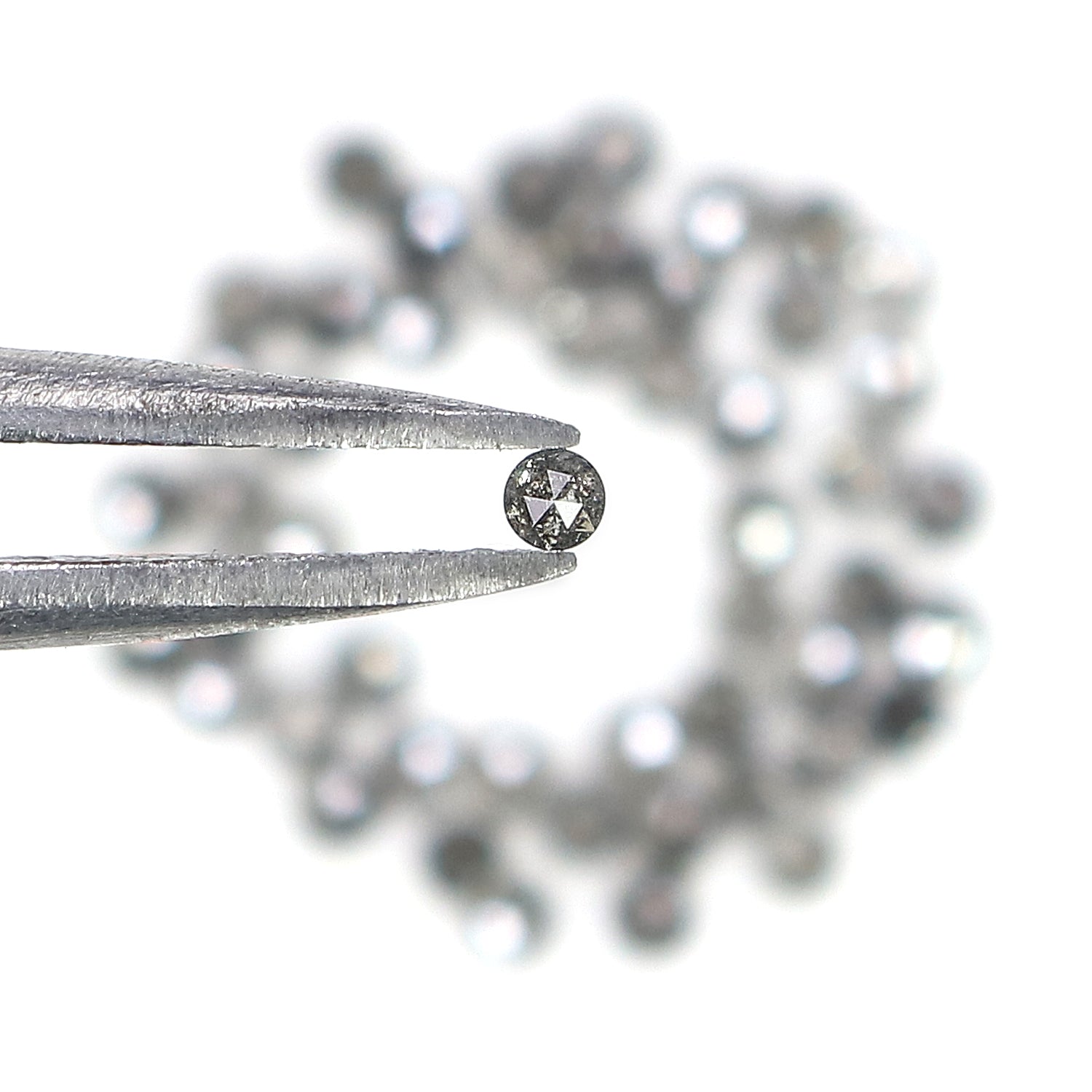 1.09 Ct Natural Loose Round Rose Cut Diamond Salt And Pepper Round Diamond 1.60 MM Natural Black Grey Color Round Rose Cut Diamond LQ1820
