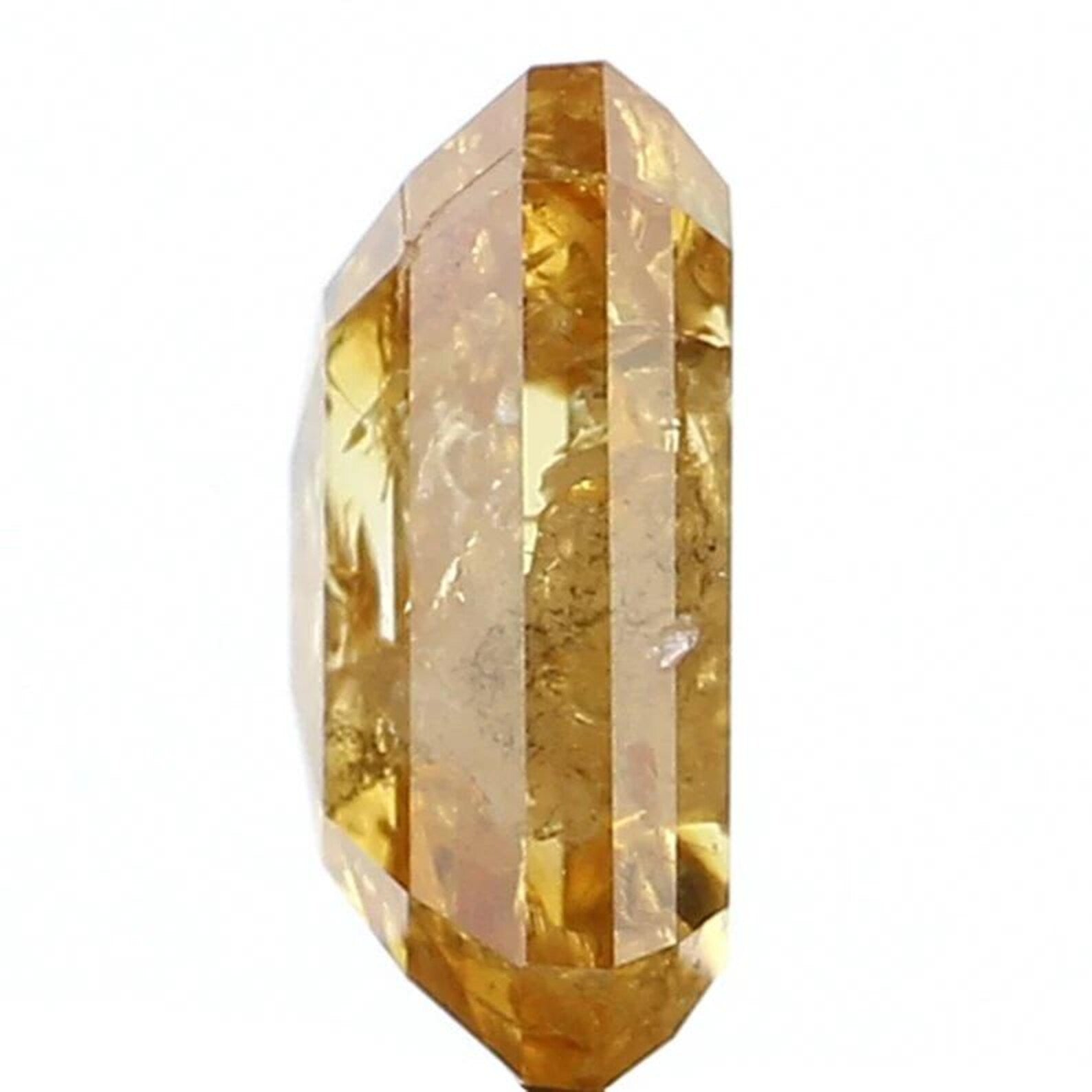 0.88 CT Natural Loose Emerald Shape Diamond Yellow Color Emerald Diamond 6.35 MM Natural Loose Yellow Color Emerald Rose Cut Diamond NQ1075