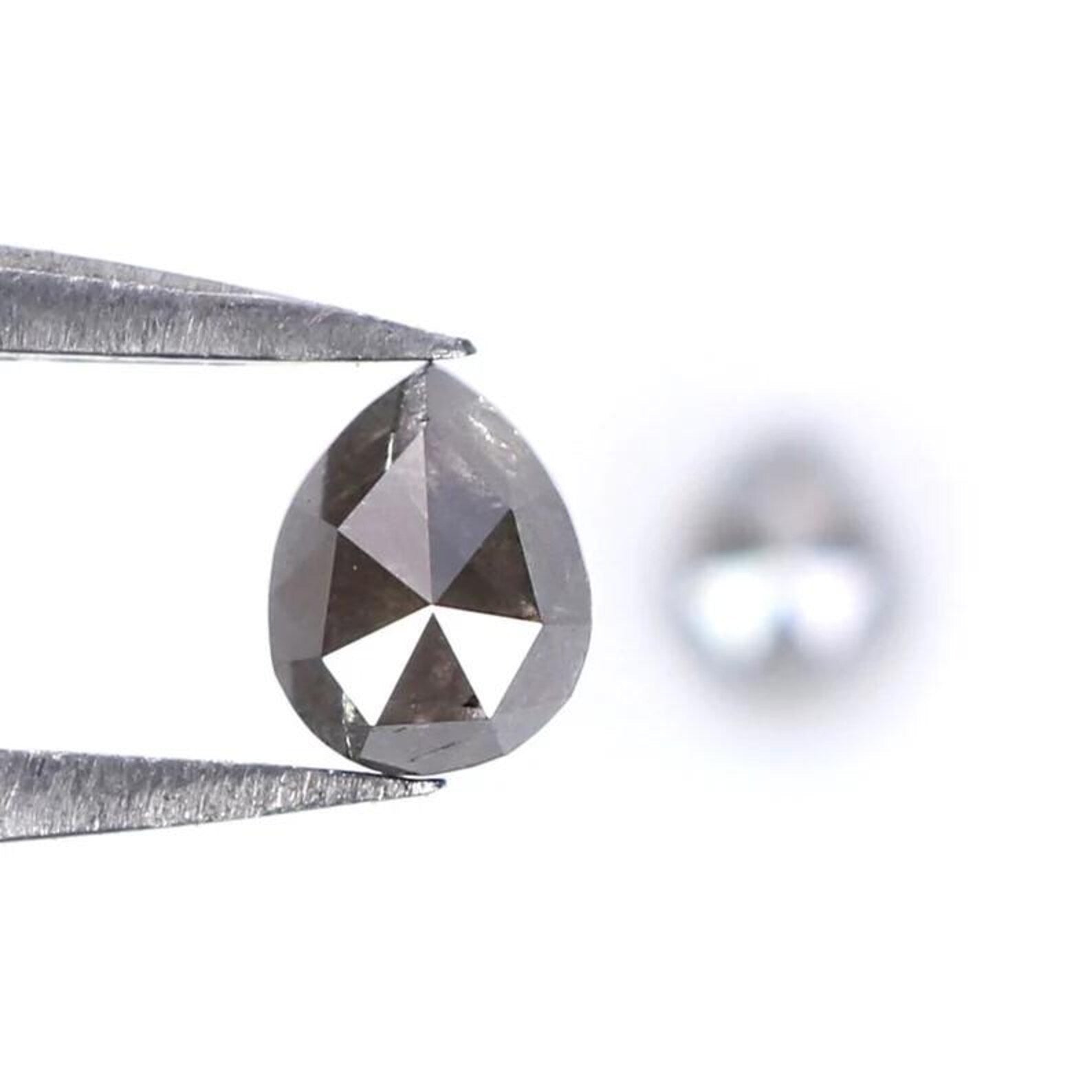 0.68 CT Natural Loose Pear Cut Pair Diamond Salt And Pepper Pear Shape Diamond 4.00 MM Natural Black Gray Color Pear Rose Cut Diamond NQ8535