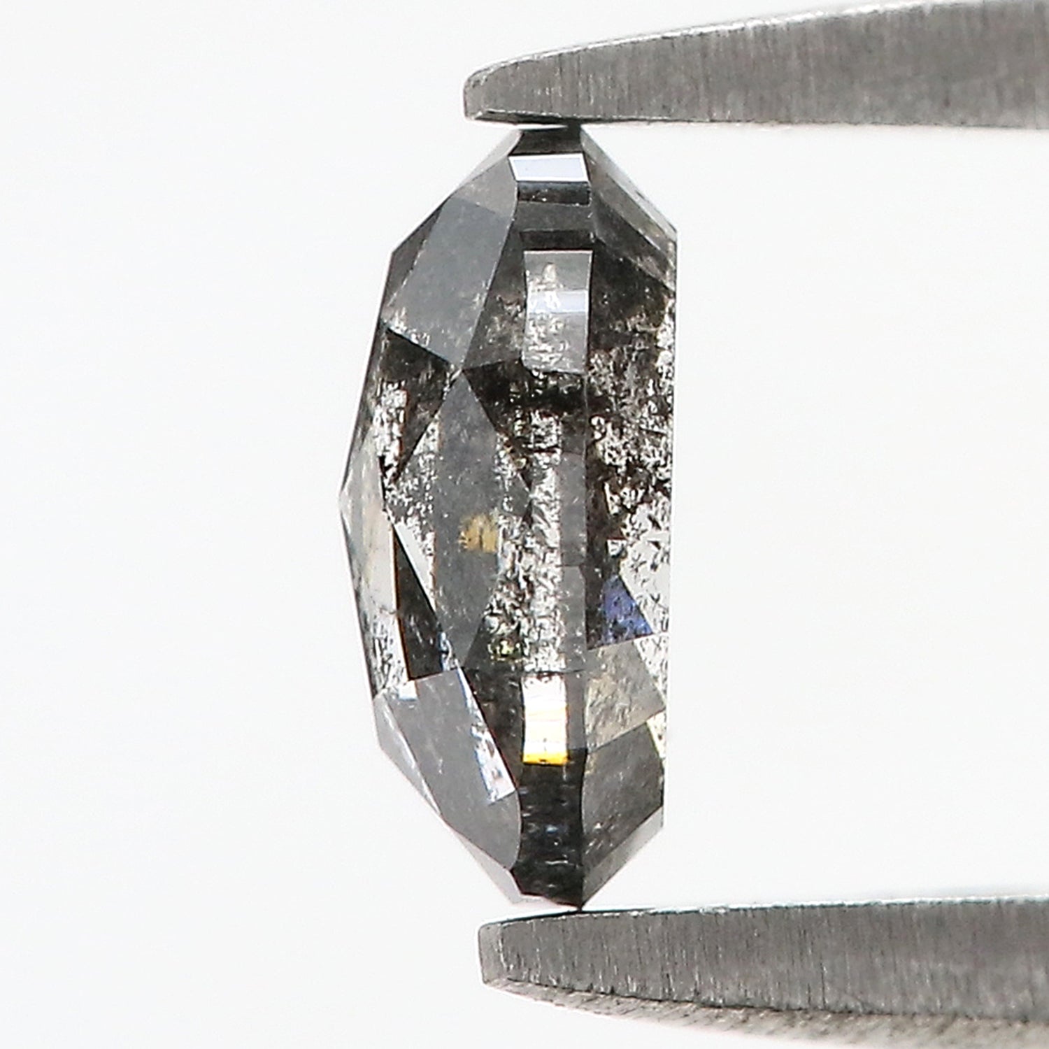 0.79 CT Natural Loose Oval Shape Diamond Salt And Pepper Oval Rose Cut Diamond 6.35 MM Black Grey Color Oval Shape Rose Cut Diamond QL1476
