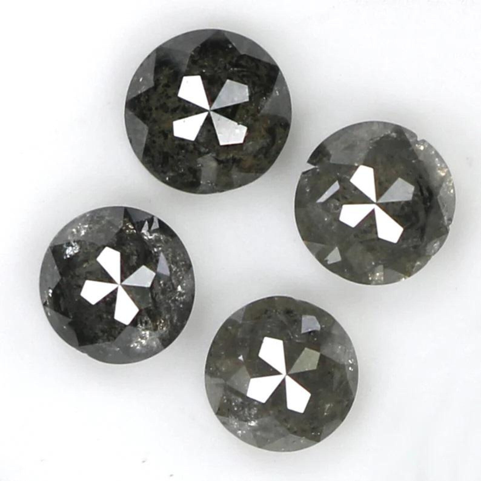 1.35 CT Natural Loose Round Shape Diamond Salt And Pepper Round Diamond 3.70 MM Natural Loose Black Grey Color Round Rose Cut Diamond NQ7562
