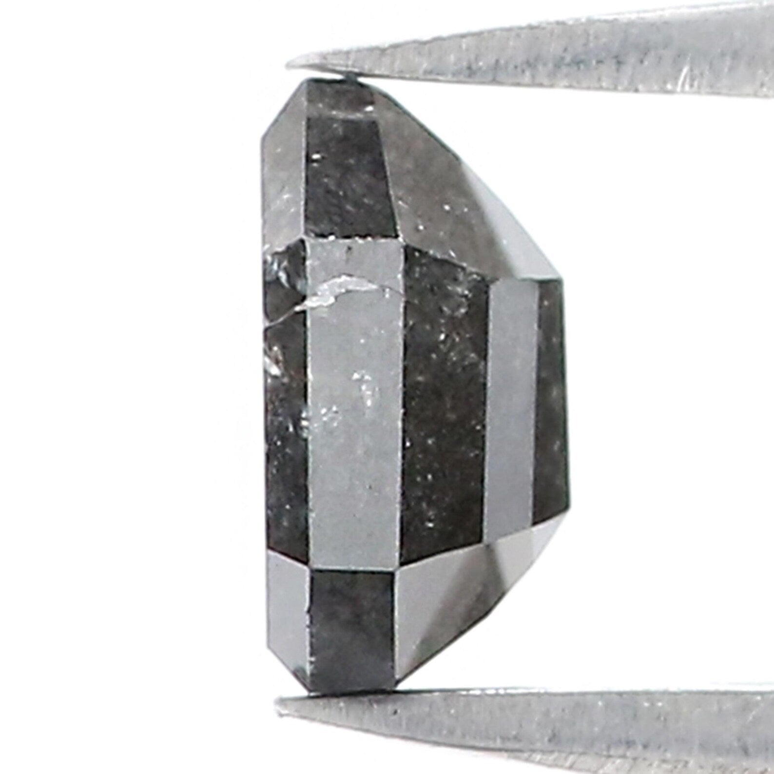 0.98 CT Natural Loose Shield Shape Diamond Salt And Pepper Shield Diamond 6.80 MM Natural Black Grey Color Shield Rose Cut Diamond QN9345