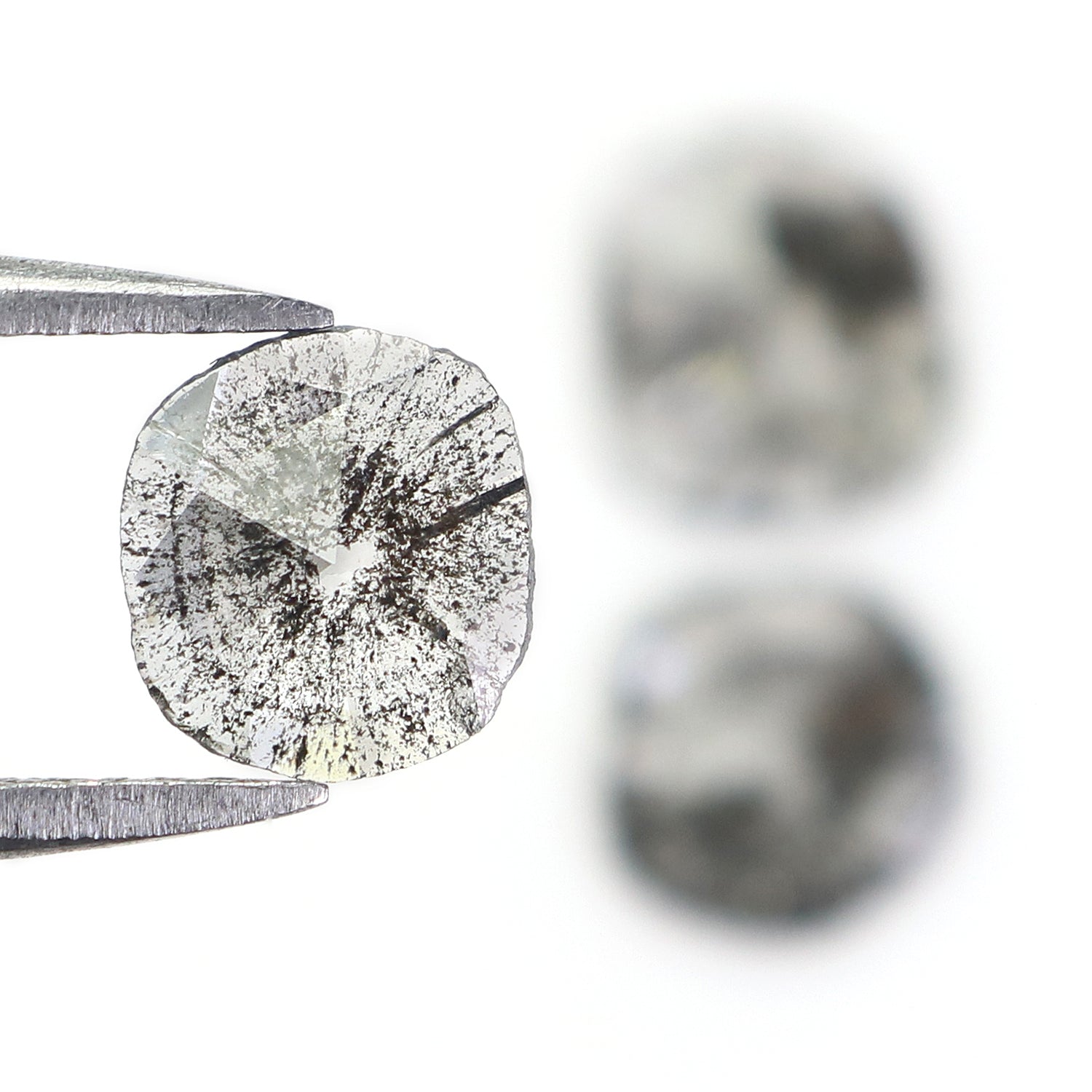 1.02 CT Natural Loose Slice Shape Diamond Salt And Pepper Slice Cut Diamond 7.00 MM Natural Black Grey Diamond Irregular Cut Diamond N2621