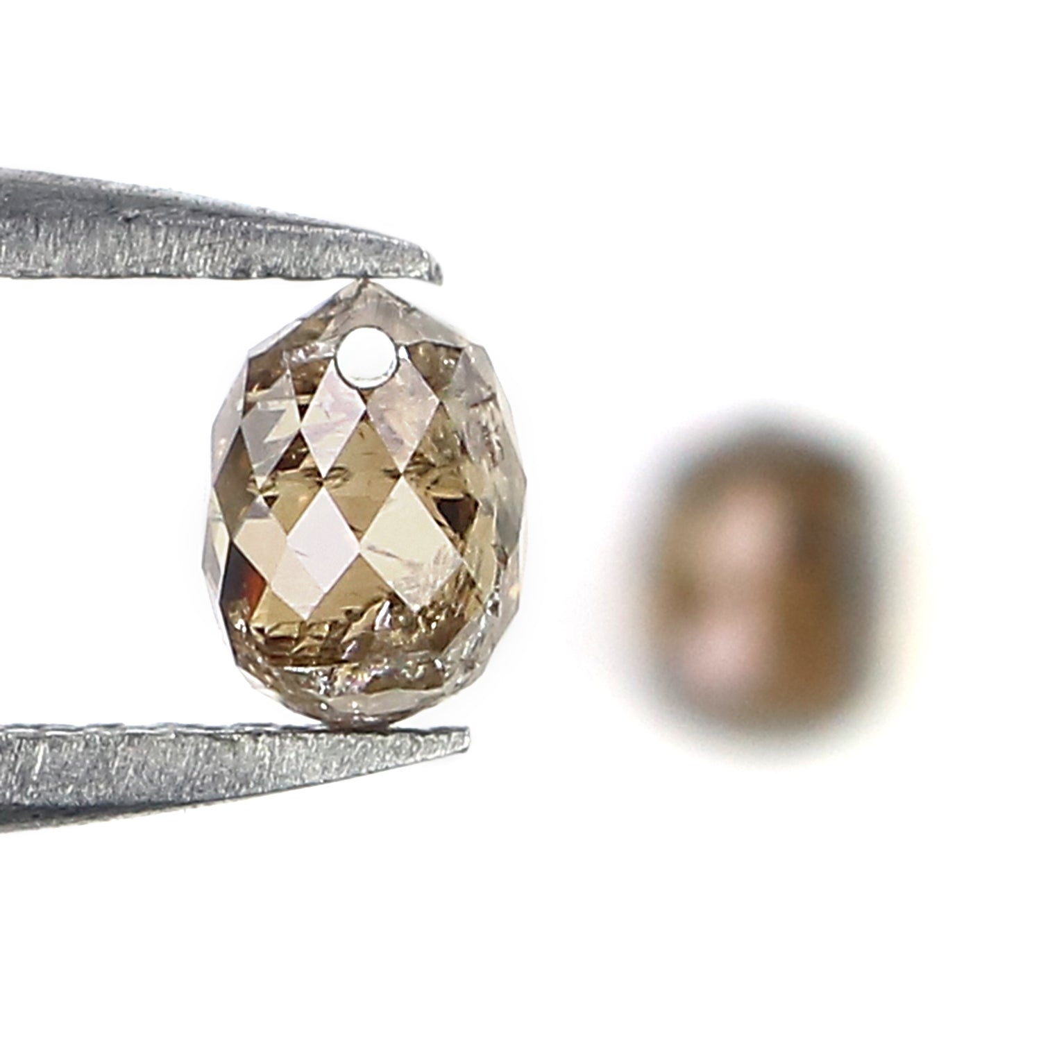 0.92 Ct Natural Loose Briolette Shape Diamond Brown Color Drop Diamond 4.50 MM Natural Loose Brown Color Briolette Rose Cut Diamond LQ9904