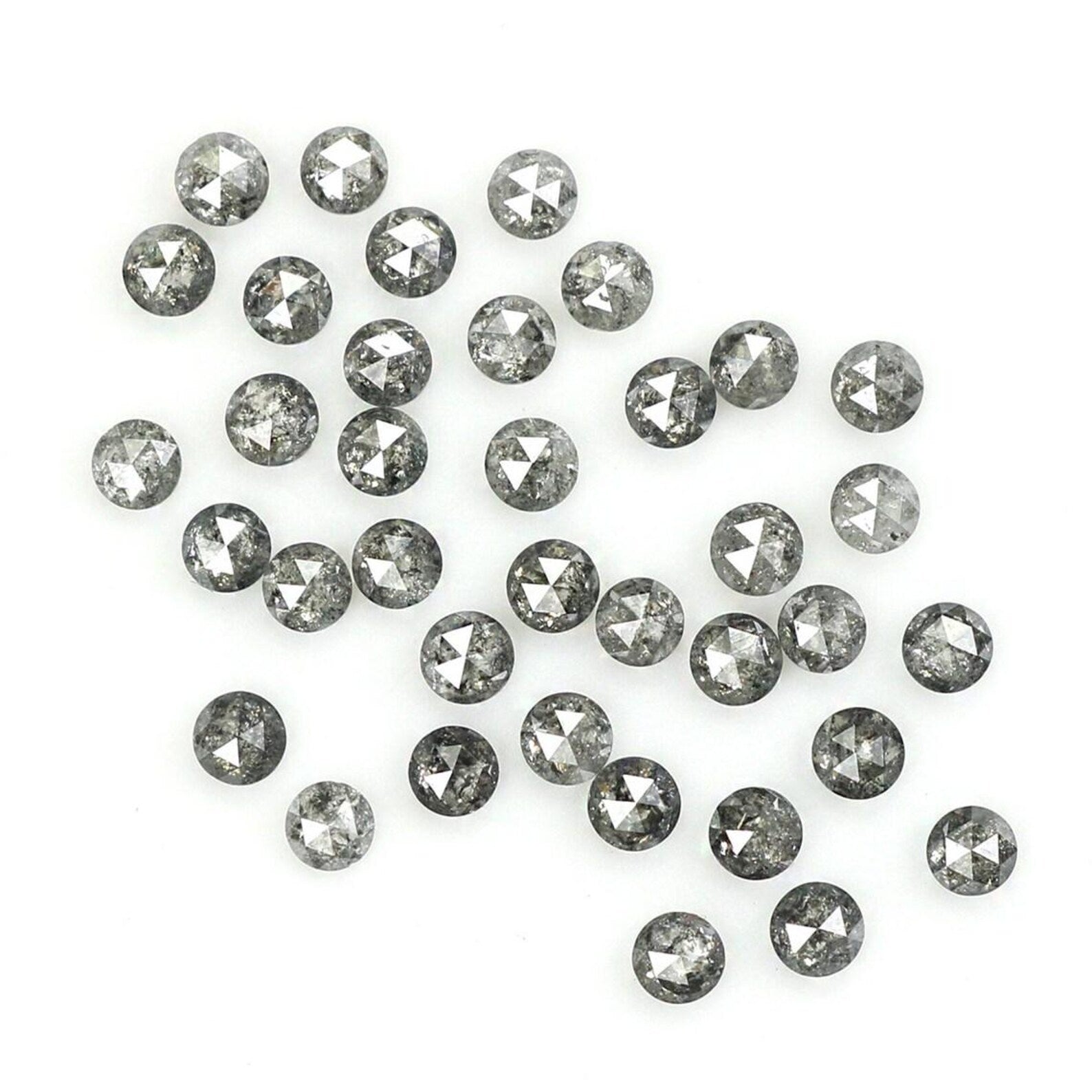 1.11 CT Natural Loose Round Shape Diamond Salt And Pepper Round Cut Diamond 1.80 MM Natural Black Grey Color Round Rose Cut Diamond NQ1607