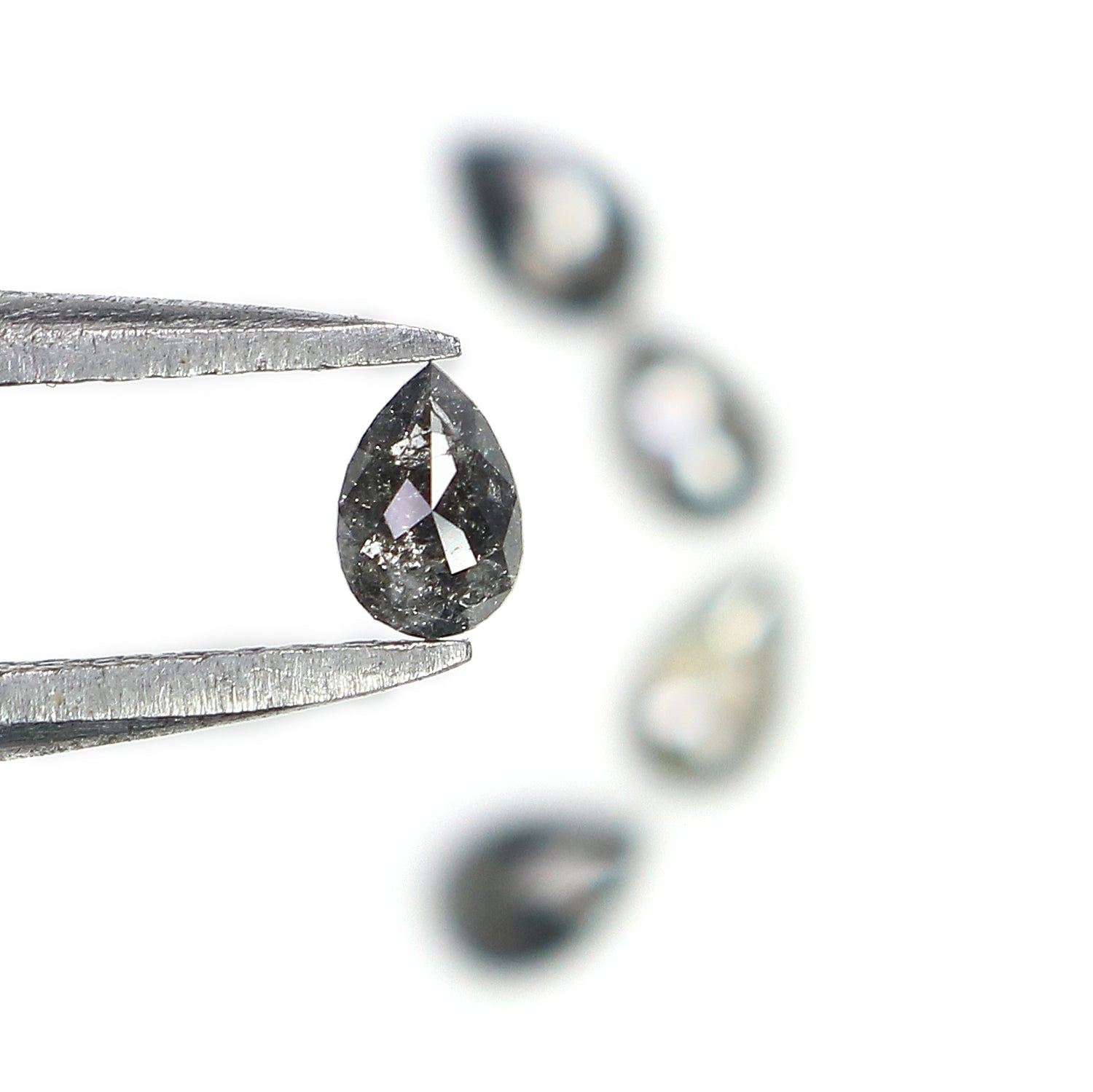 0.59 CT Natural Loose Pear Shape Diamond Salt And Pepper Pear Diamond 4.30 MM Natural Loose Black Grey Color Pear Rose Cut Diamond LQ2789