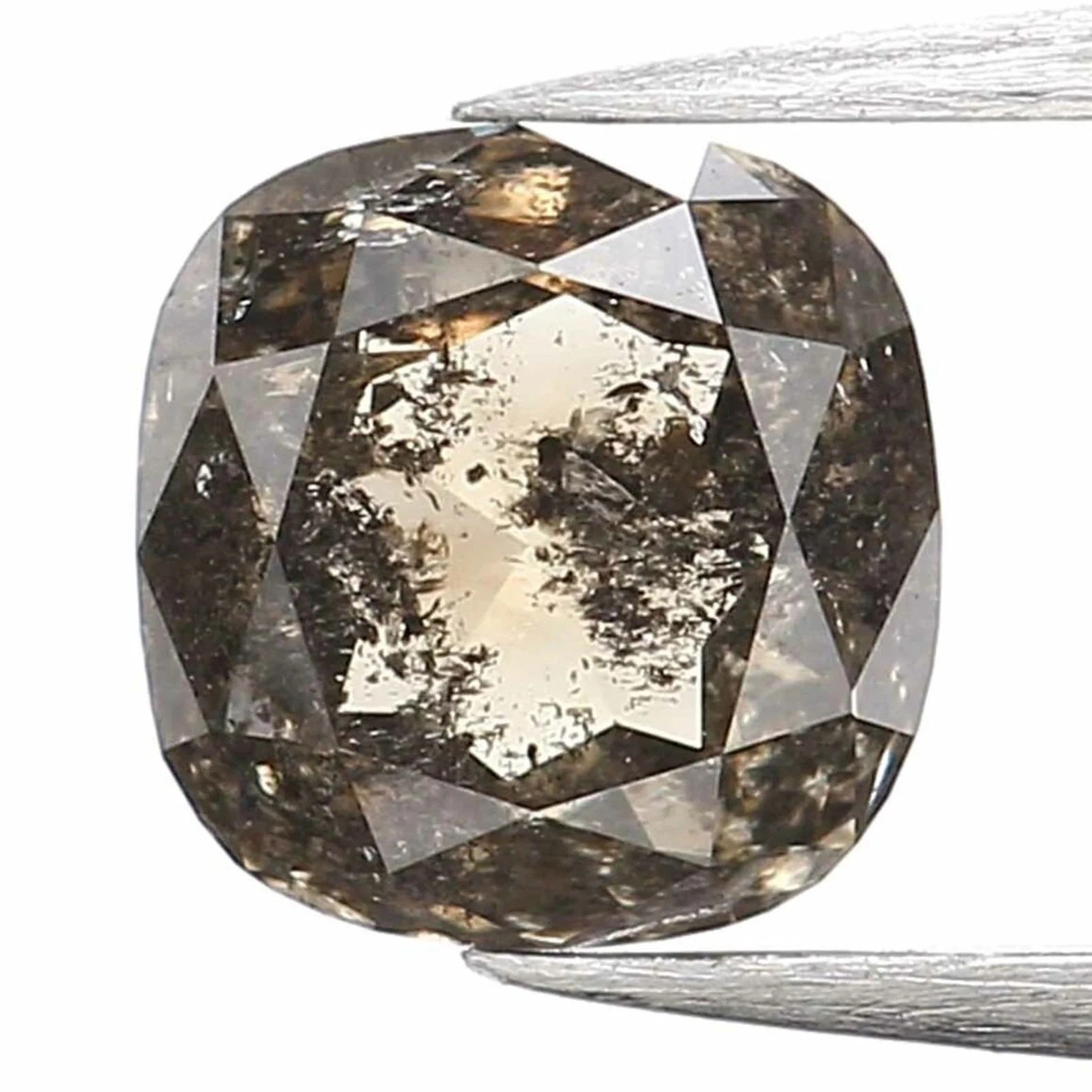0.85 Ct Natural Loose Cushion Shape Diamond Salt And Pepper Cushion Cut Diamond 5.35 MM Natural Loose Diamond Cushion Rose Cut Diamond QN709