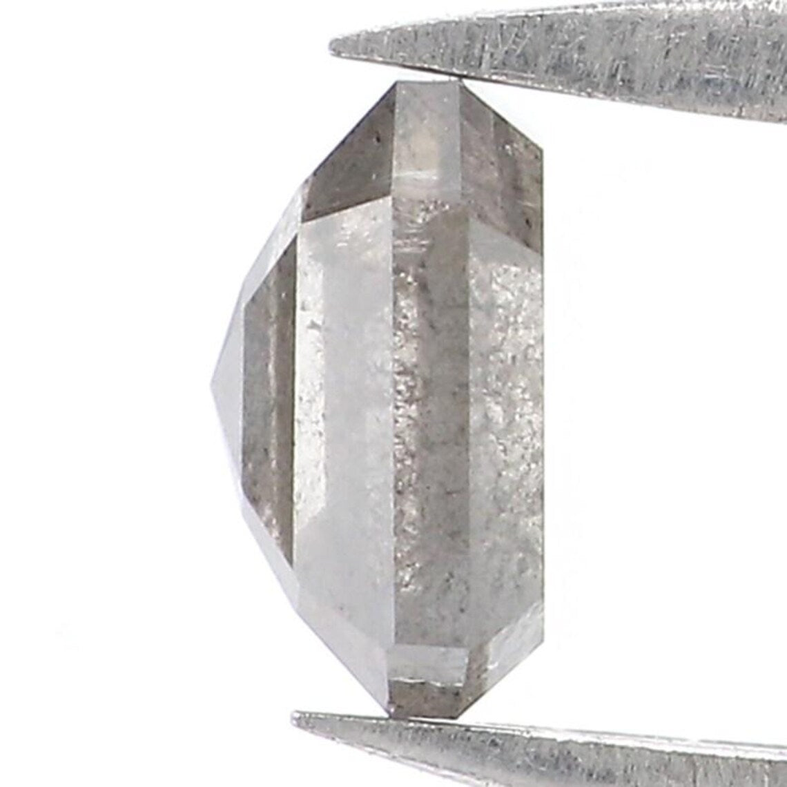0.67 Ct Natural Loose Emerald Shape Diamond Salt And Pepper Emerald Diamond 5.20 MM Natural Black Grey Color Emerald Rose Cut Diamond NQ8706