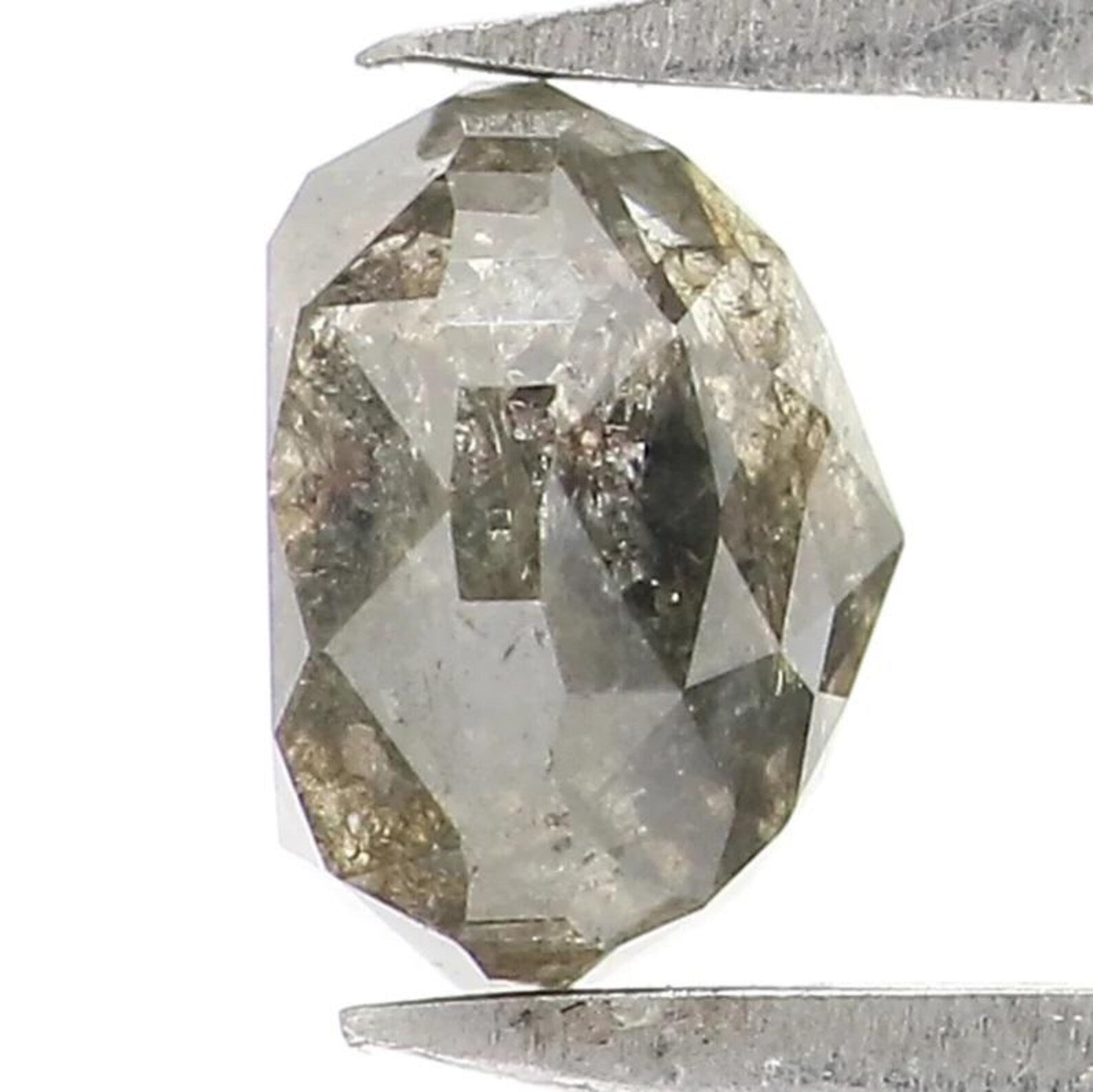 1.07 CT Natural Loose Oval Shape Diamond Salt And Pepper Oval Diamond 5.75 MM Natural Loose Black Grey Color Oval Rose Cut Diamond NQ2363