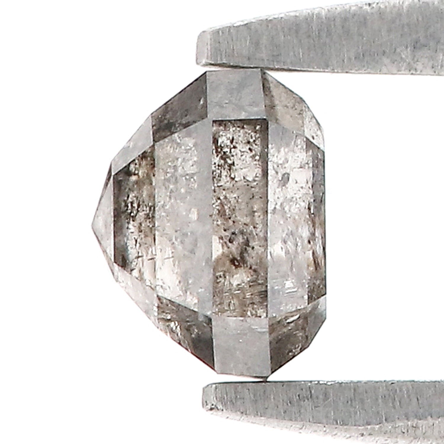 0.64 CT Natural Loose Emerald Shape Diamond Salt And Pepper Emerald Diamond 4.40 MM Natural Black Grey Color Emerald Rose Cut Diamond LQ5078