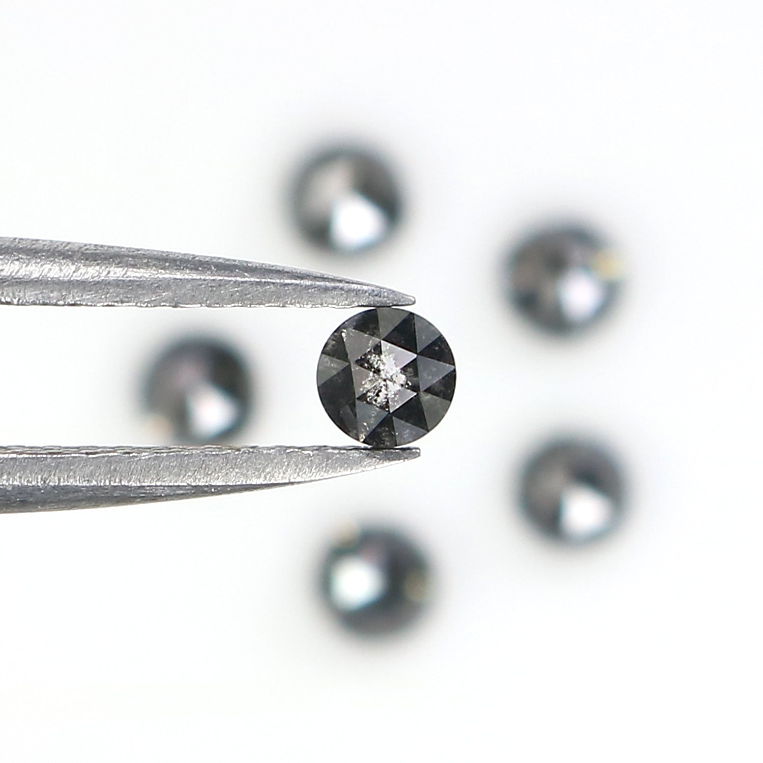 1.17 Ct Natural Loose Round Rose Cut Diamond Salt And Pepper Round Diamond 3.30 MM Natural Black Grey Color Round Rose Cut Diamond QL6222