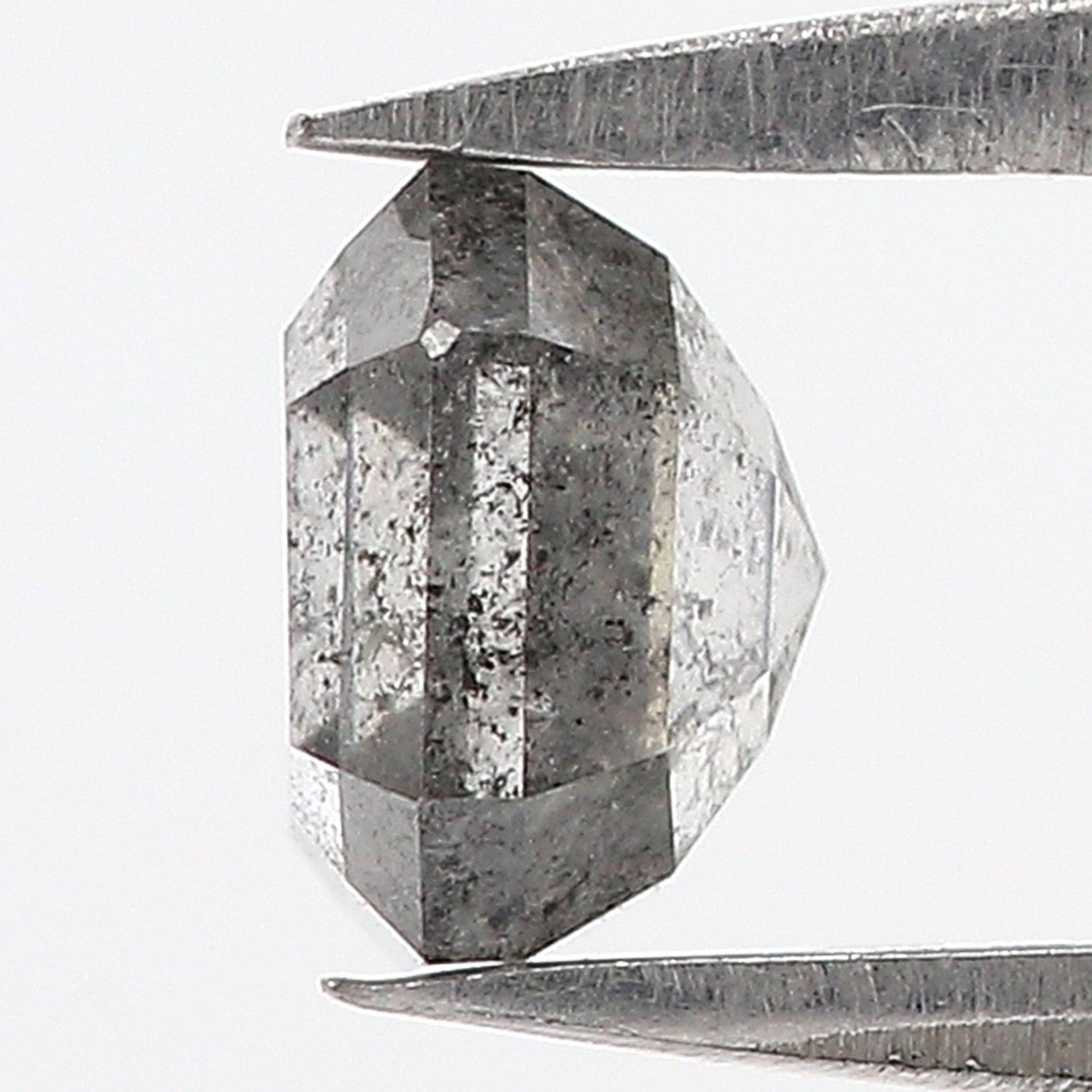 1.05 Ct Natural Loose Emerald Shape Diamond Salt And Pepper Diamond 5.60 MM Natural Diamond Black Grey Color Emerald Rose Cut Diamond QL3062