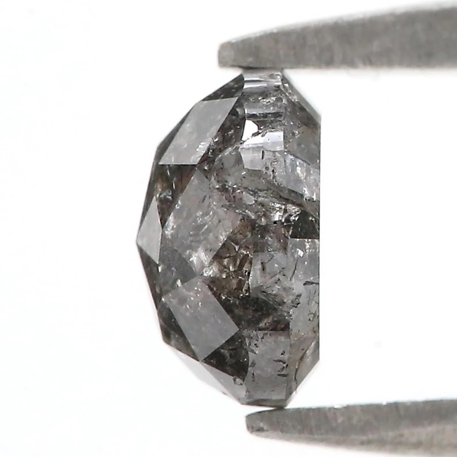 1.41 CT Natural Loose Round Shape Diamond Salt And Pepper Round Cut Diamond 6.60 MM Natural Black Grey Color Round Rose Cut Diamond NQ1222
