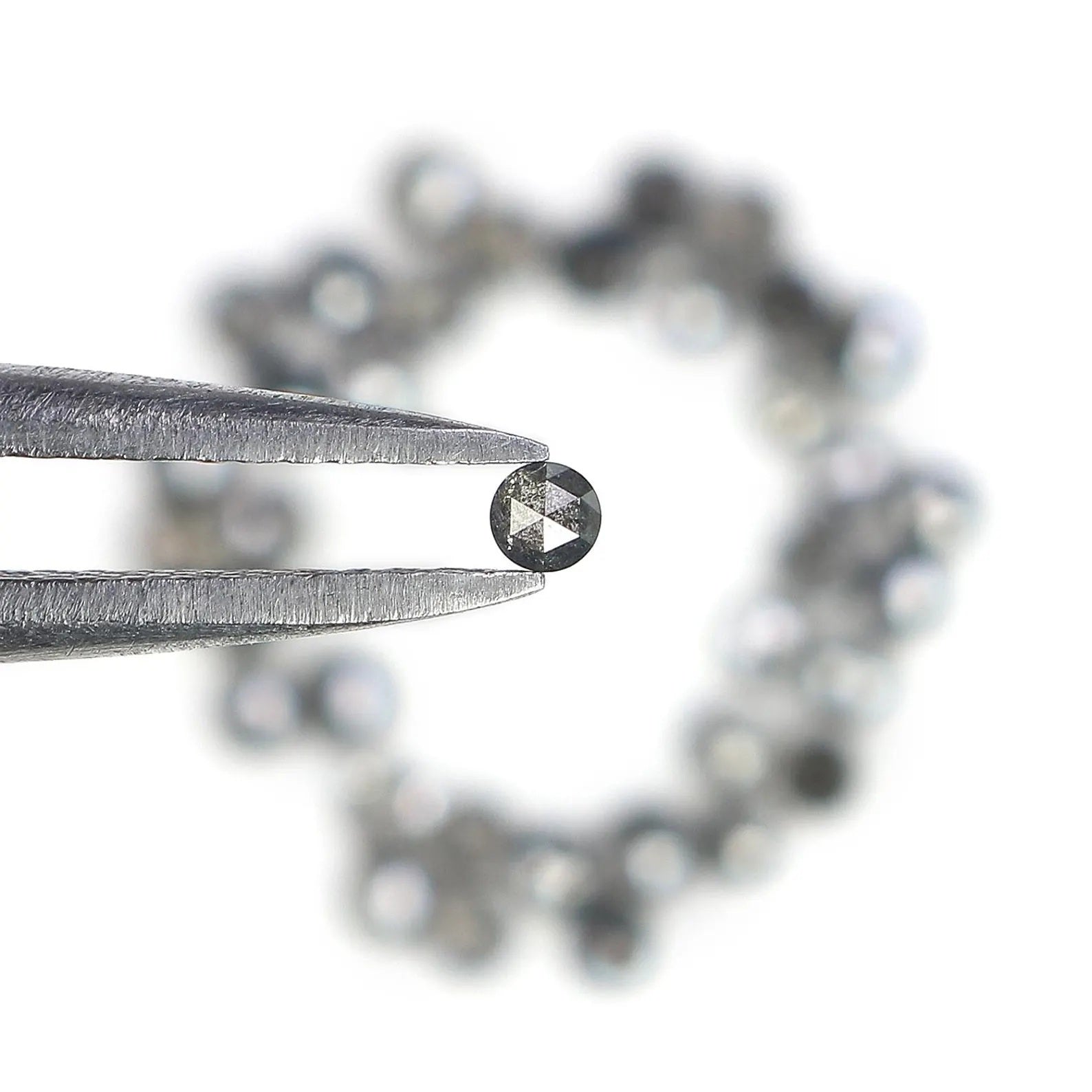 1.06 CT Natural Loose Round Shape Diamond Salt And Pepper Round Diamond 1.80 MM Natural Loose Black Grey Color Round Rose Cut Diamond NQ1833