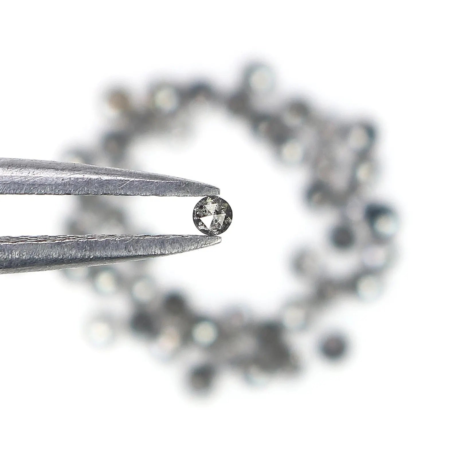 1.06 Ct Natural Loose Round Shape Diamond Salt And Pepper Round Cut Diamond 1.60 MM Natural Black Gray Color Round Rose Cut Diamond NQ1834