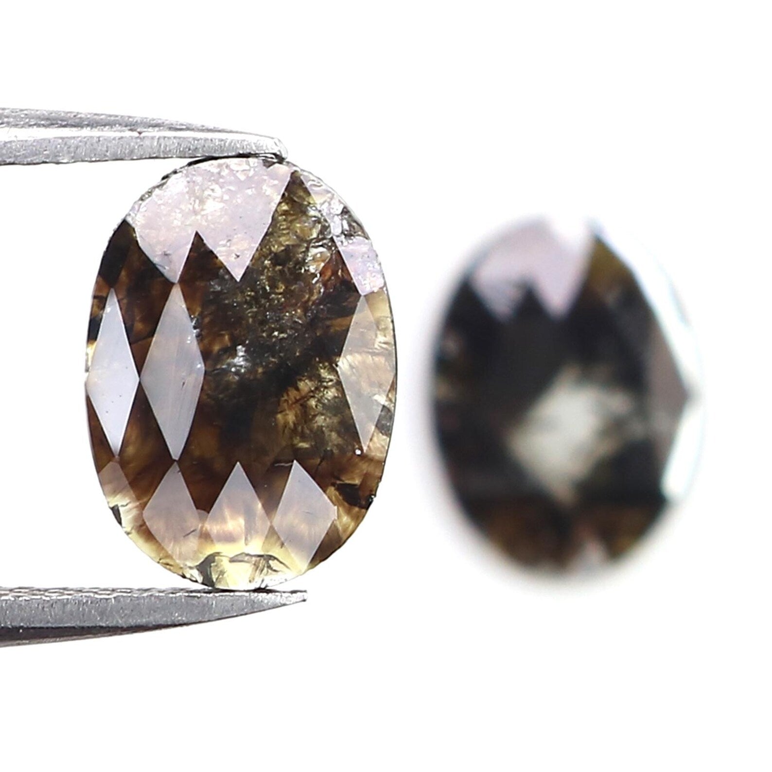 .88 CT Natural Loose Oval Cut Pair Diamond Brown Color Oval Shape Diamond 10.00 MM Natural Loose Brown Color Oval Rose Cut Diamond NQ8238
