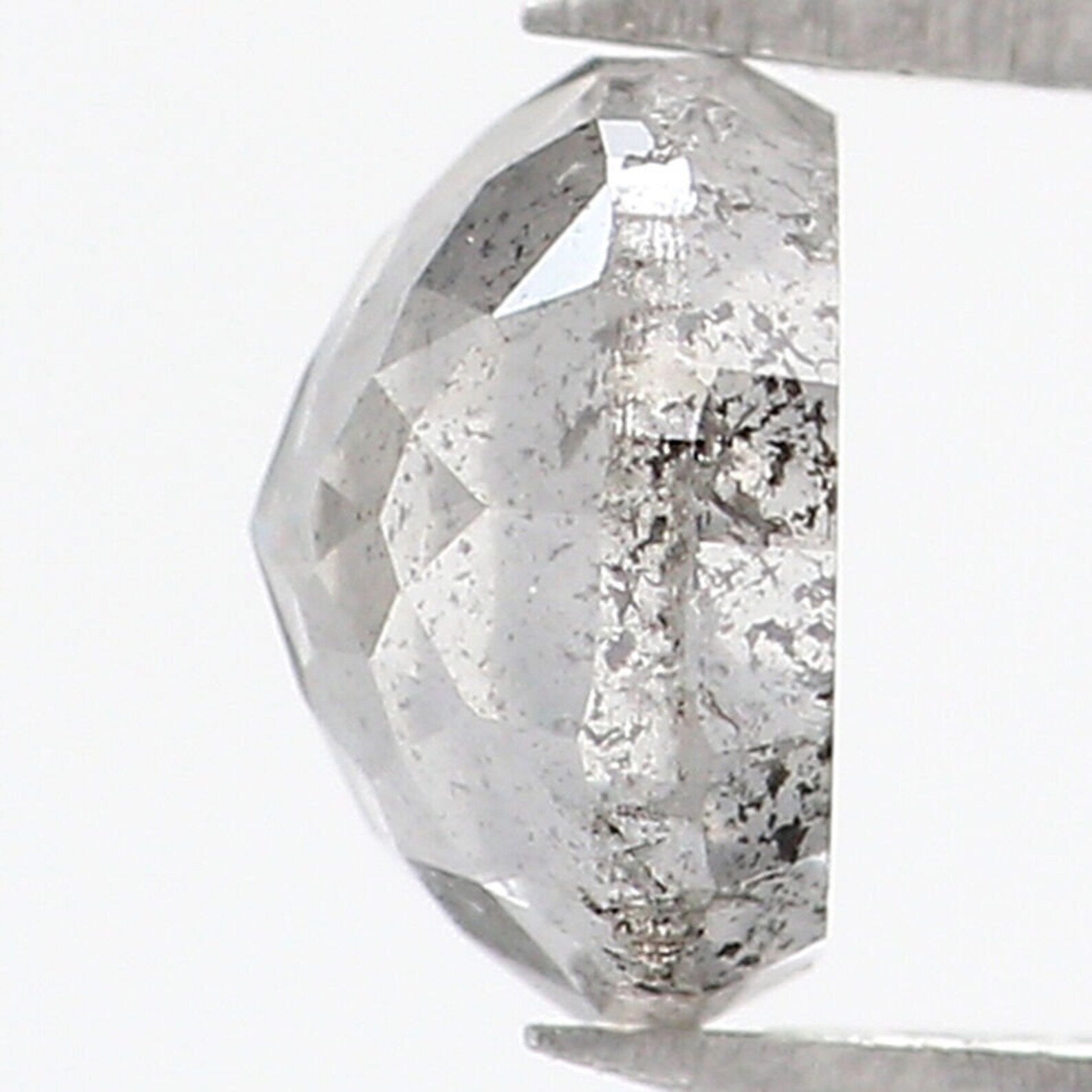0.82 Ct Natural Loose Round Rose Cut Diamond Salt And Pepper Diamond 5.30 MM Natural Black Gray Color Round Rose Cut Diamond QN9705