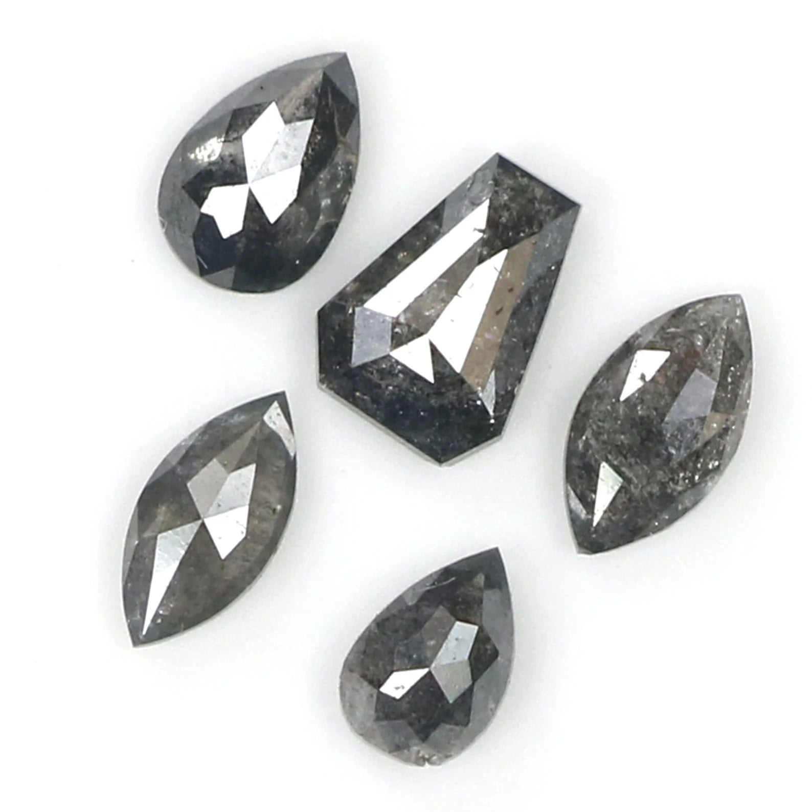 Natural Loose Mix Shape Salt And Pepper Diamond Black Grey Color 1.17 CT 4.35 MM Mix Shape Rose Cut Diamond KDN1804