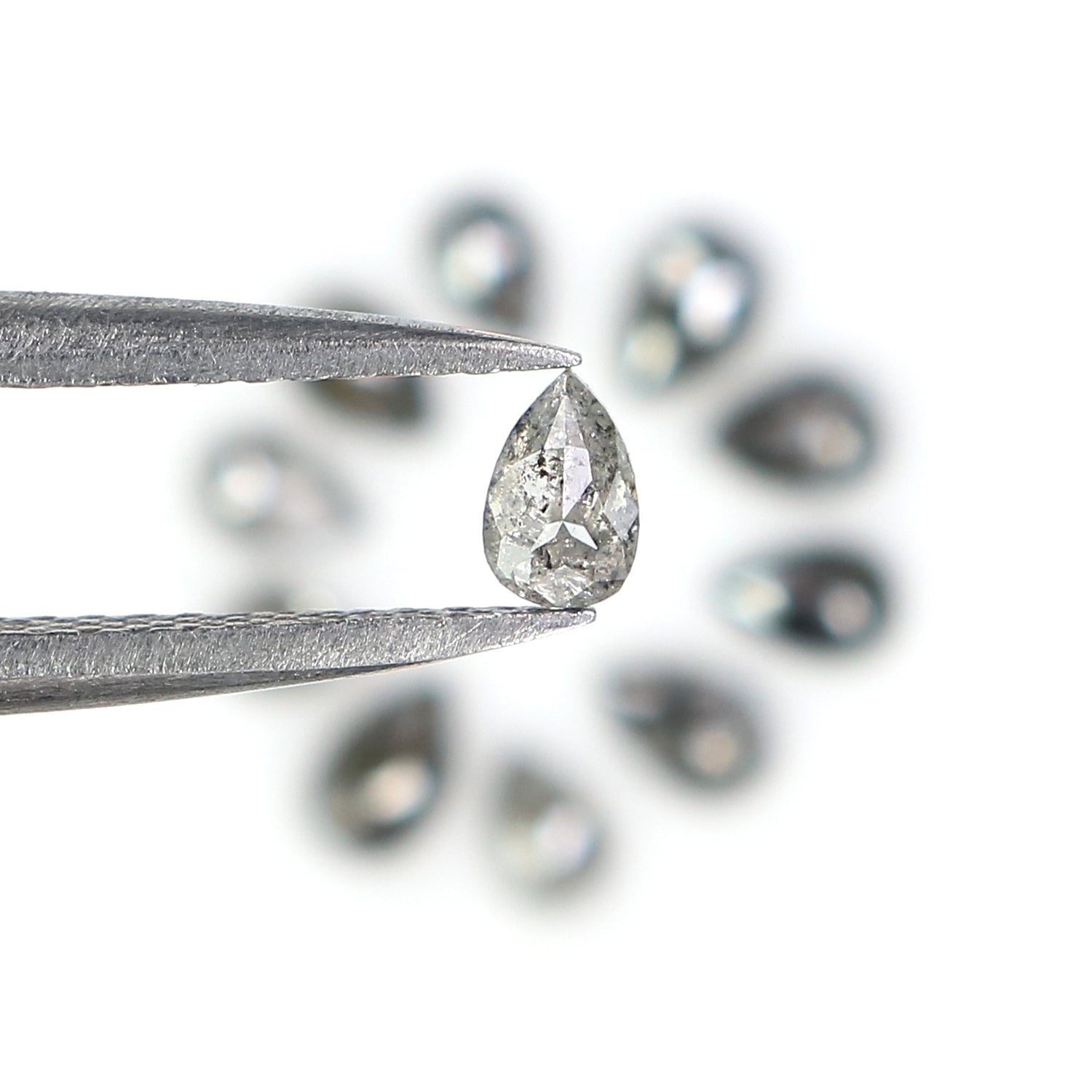 Natural Loose Pear Diamond, Salt And Pepper Pear Diamond, Natural Loose Diamond, Pear Rose Cut Diamond, 1.03 CT Pear Cut Diamond L2912