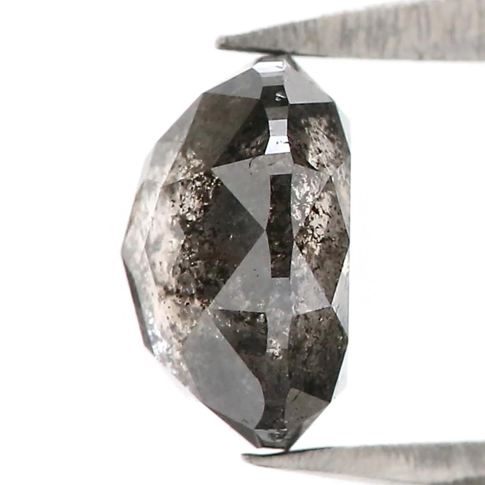 0.93 Ct Natural Loose Oval Shape Diamond Salt and Pepper Oval Diamond 6.05 MM Natural Diamond Black Grey Color Oval Rose Cut Diamond QN2522