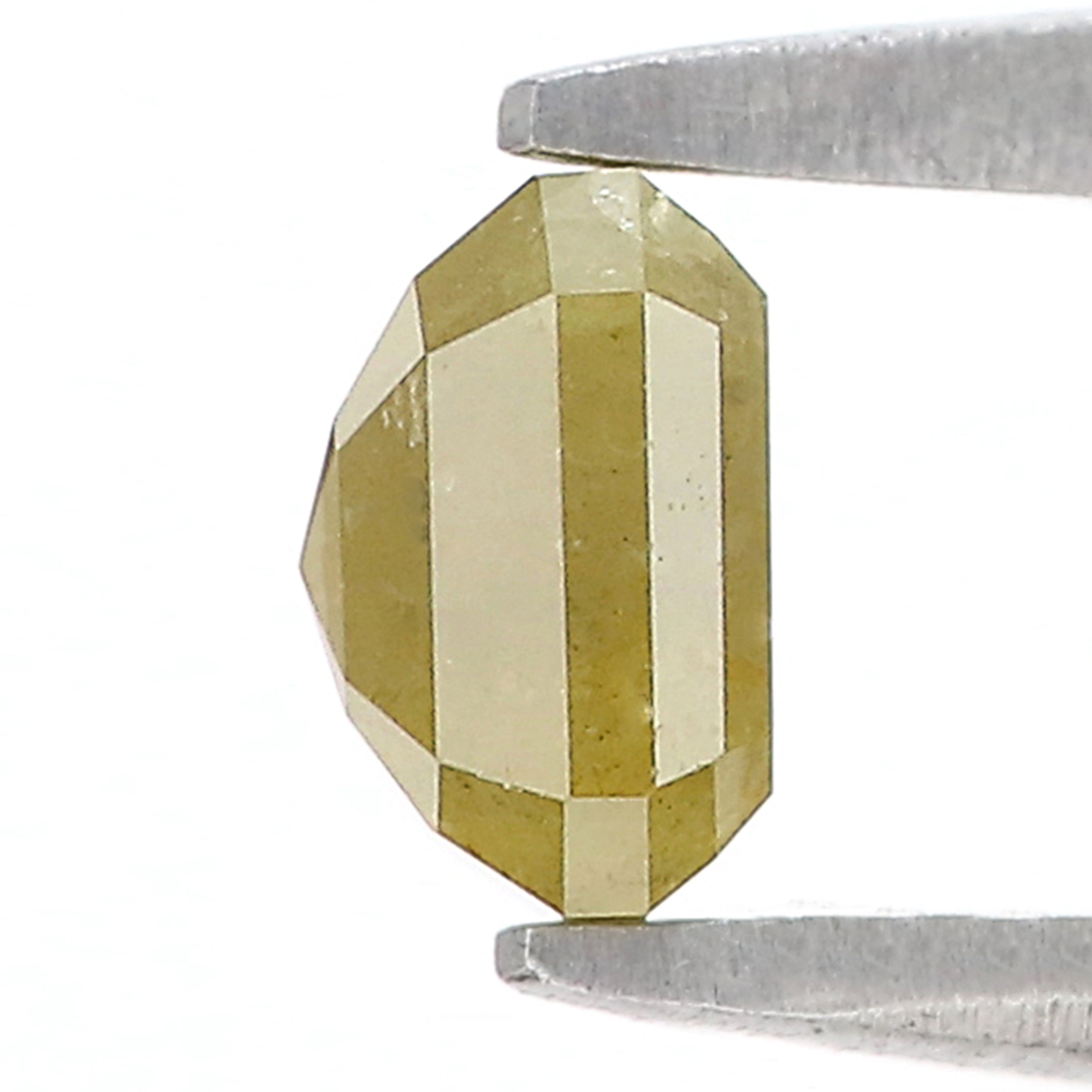 0.73 Ct Natural Loose Emerald Shape Diamond Yellow Color Emerald Diamond 5.05 MM Natural Loose Yellow Color Emerald Rose Cut Diamond N2651