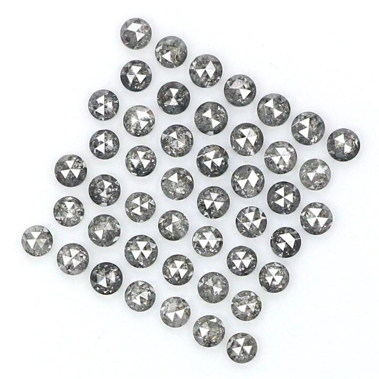 1.31 CT Natural Loose Round Shape Diamond Salt And Pepper Round Diamond 1.70 MM Natural Loose Black Grey Color Round Rose Cut Diamond NQ1790